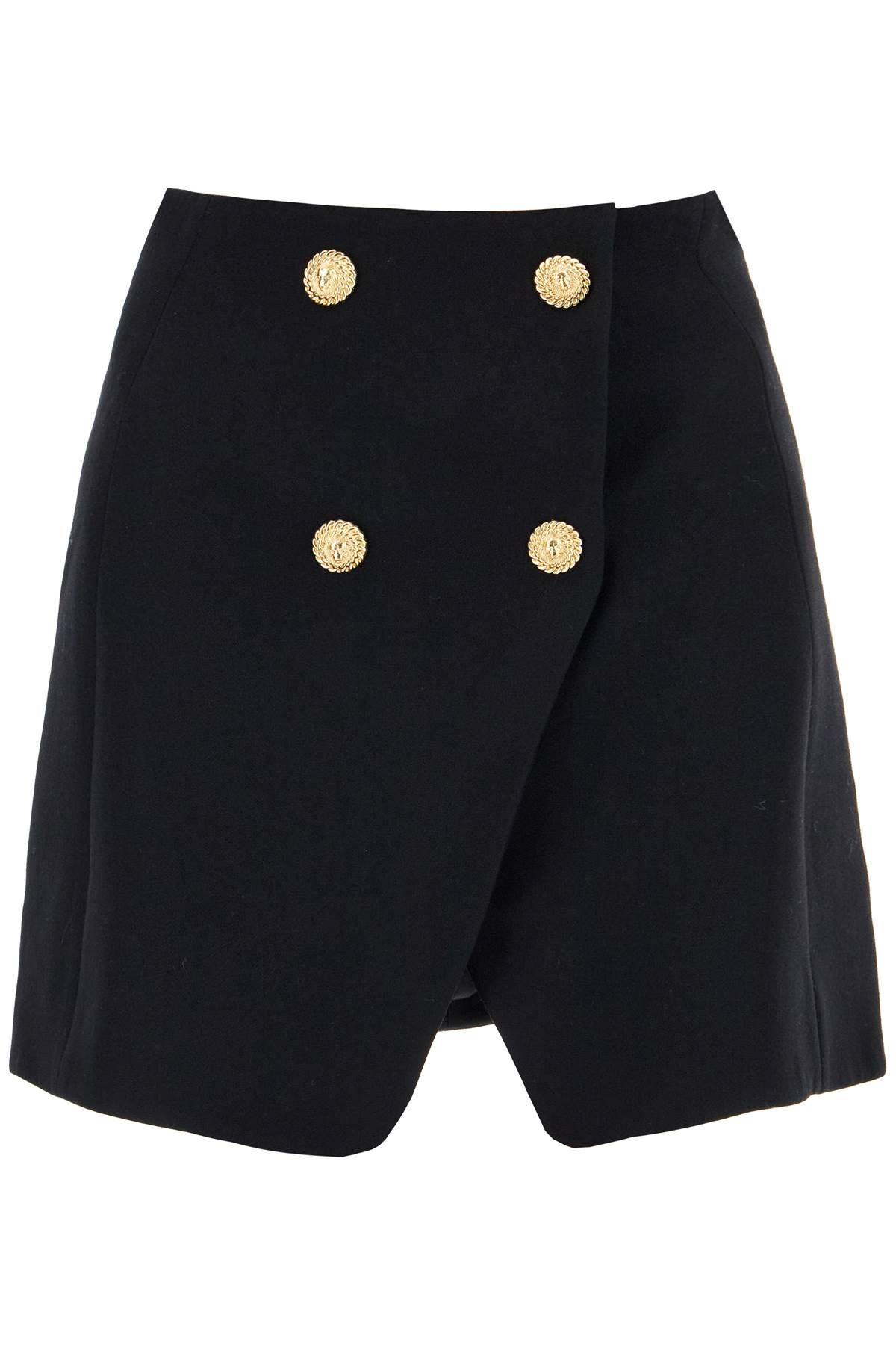 Shop Balmain "mini Skirt In Grain De P In Black