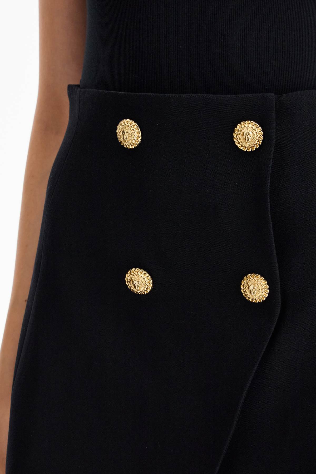 Shop Balmain "mini Skirt In Grain De P In Black