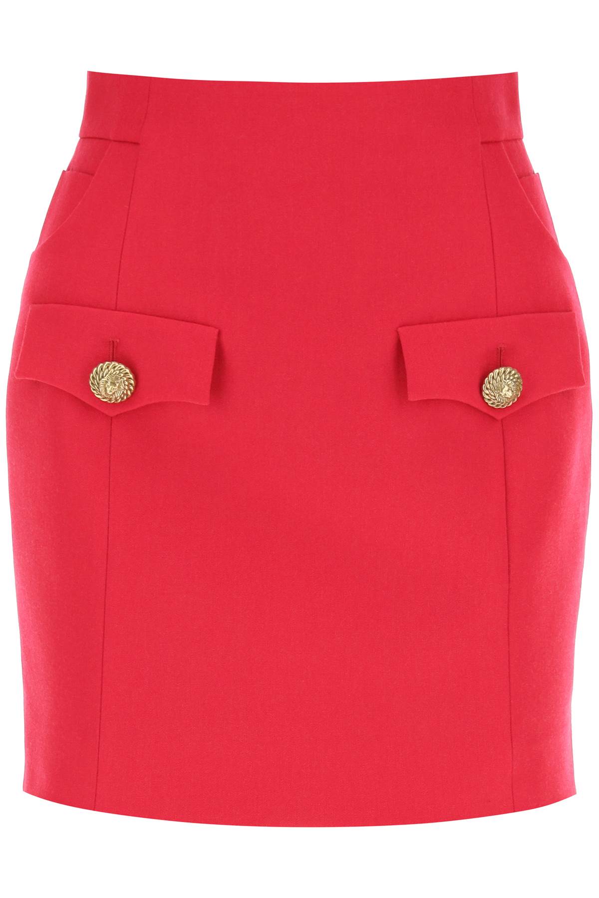 Shop Balmain Grain De Poudre Mini Skirt In Fuchsia