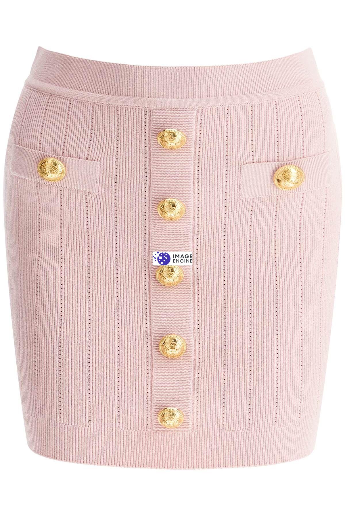 Balmain Knitted Mini Skirt With Embossed Buttons