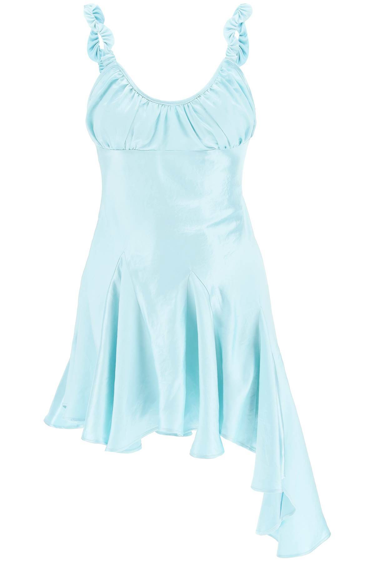 Shop Collina Strada 'ivy' Asymmetric Satin Dress In Light Blue