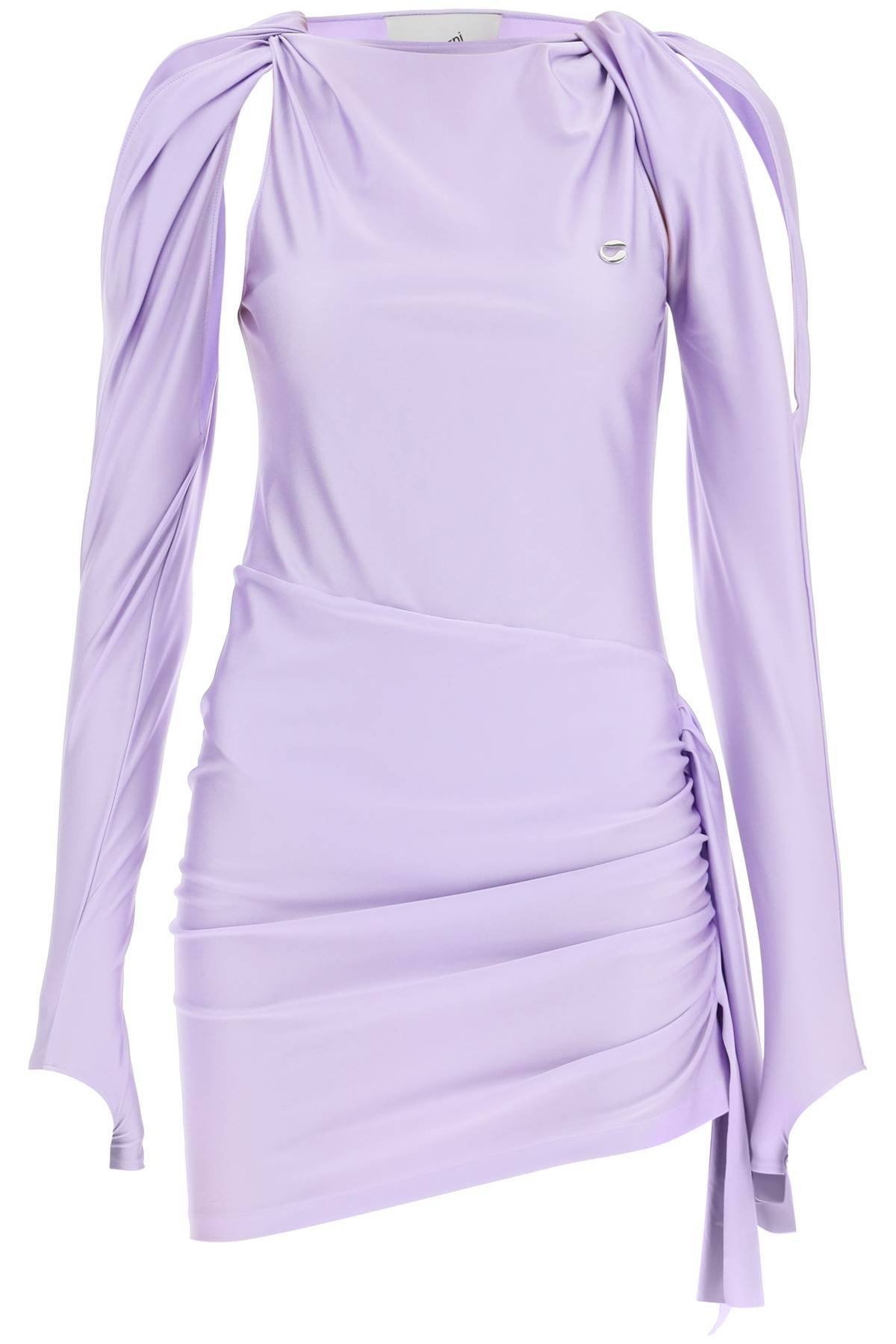 Shop Coperni Draped Mini Dress With Cut-out Details In Purple