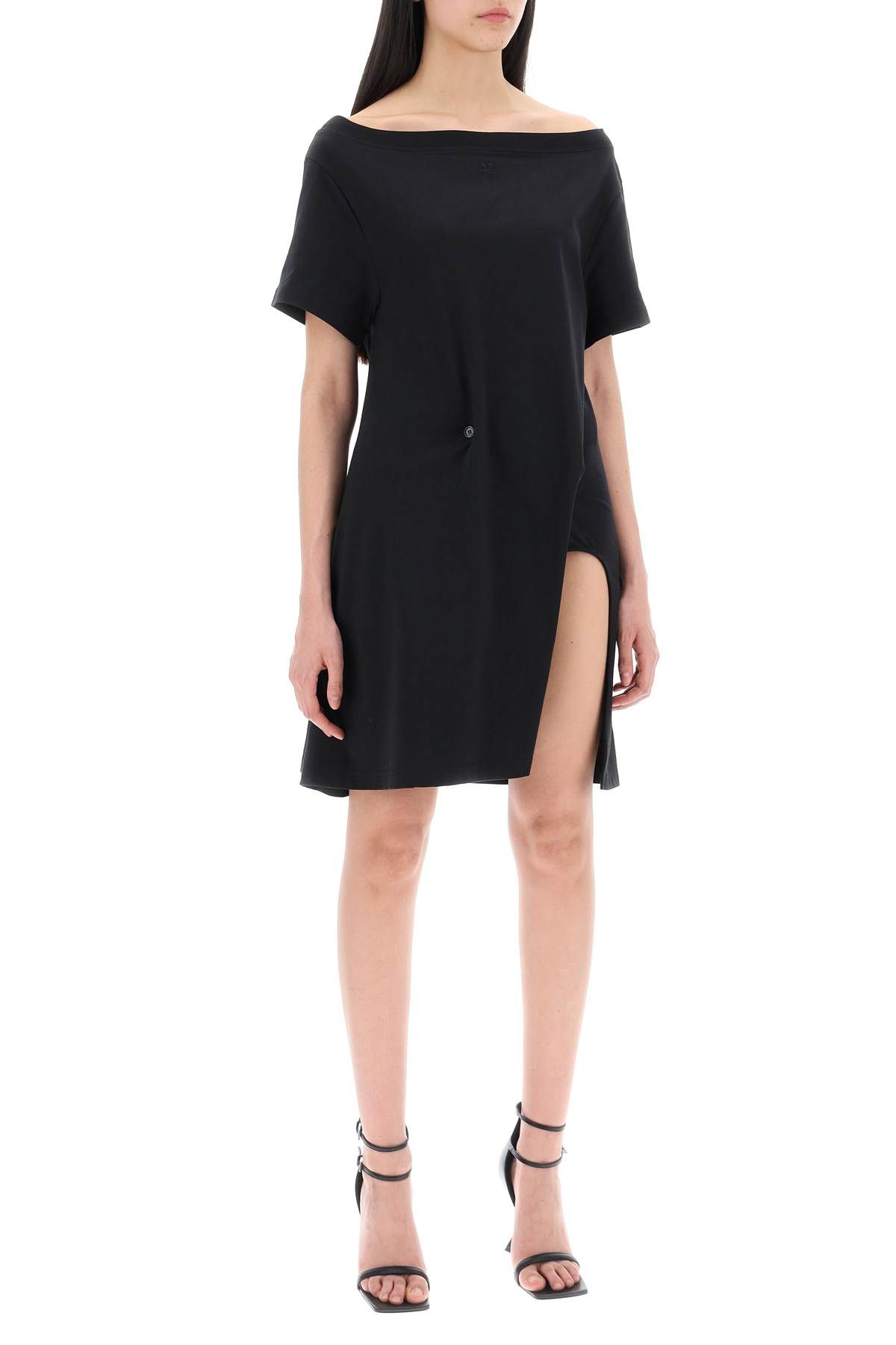 Shop Courrèges Twisted T-shirt Mini Dress In Black