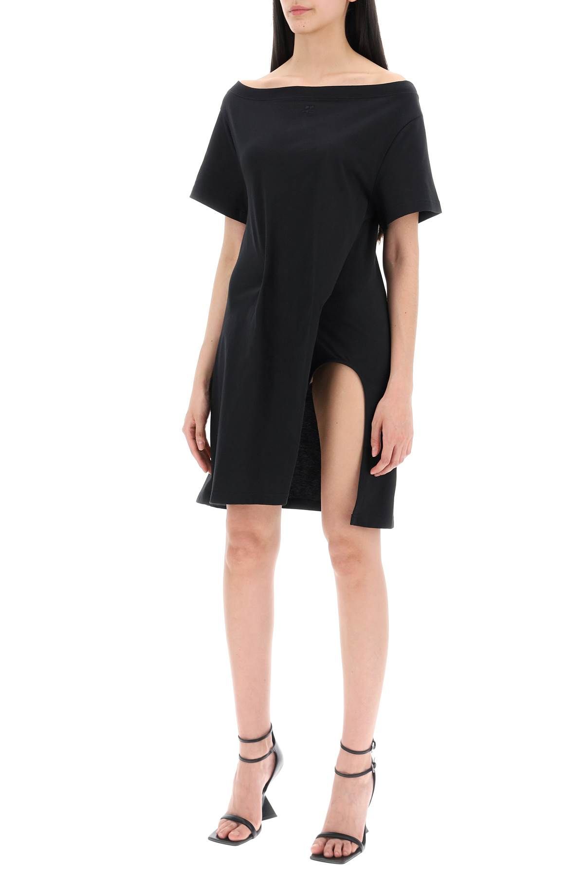Shop Courrèges Twisted T-shirt Mini Dress In Black