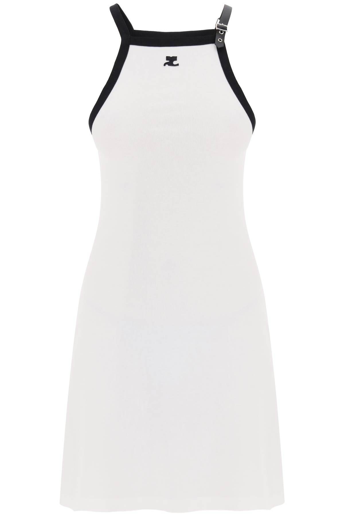 Shop Courrèges Bicolor Jersey Mini Dress In In White
