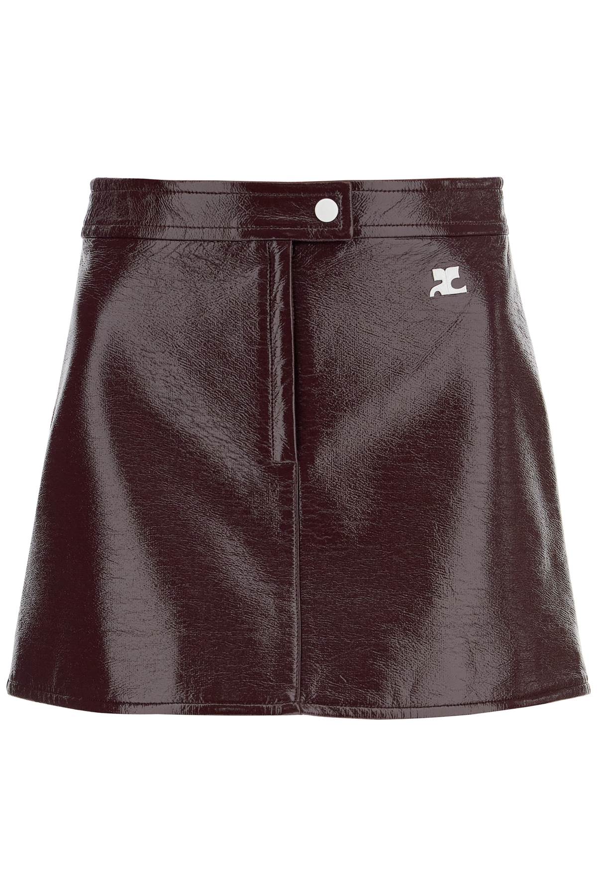 Shop Courrèges Vinyl Effect Mini Skirt In Red