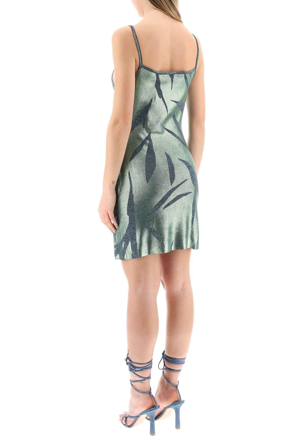 Shop Diesel 'm-areah' Mini Dress In Laminated Lurex Knit In Green