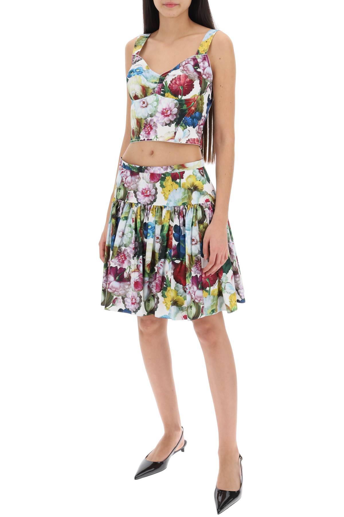 Shop Dolce & Gabbana Nocturnal Flower Mini Yoke Skirt In Multicolor
