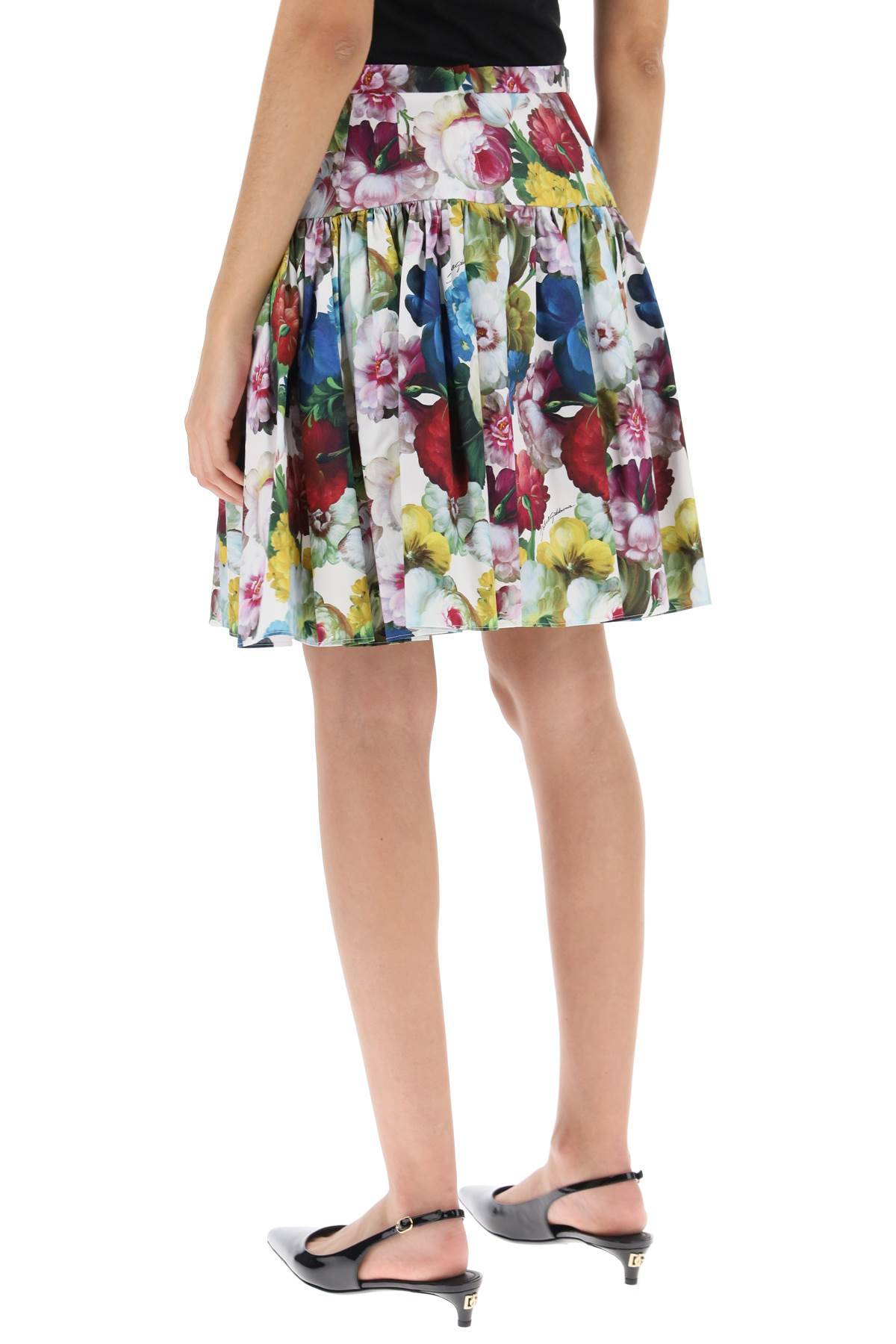Shop Dolce & Gabbana Nocturnal Flower Mini Yoke Skirt In Multicolor