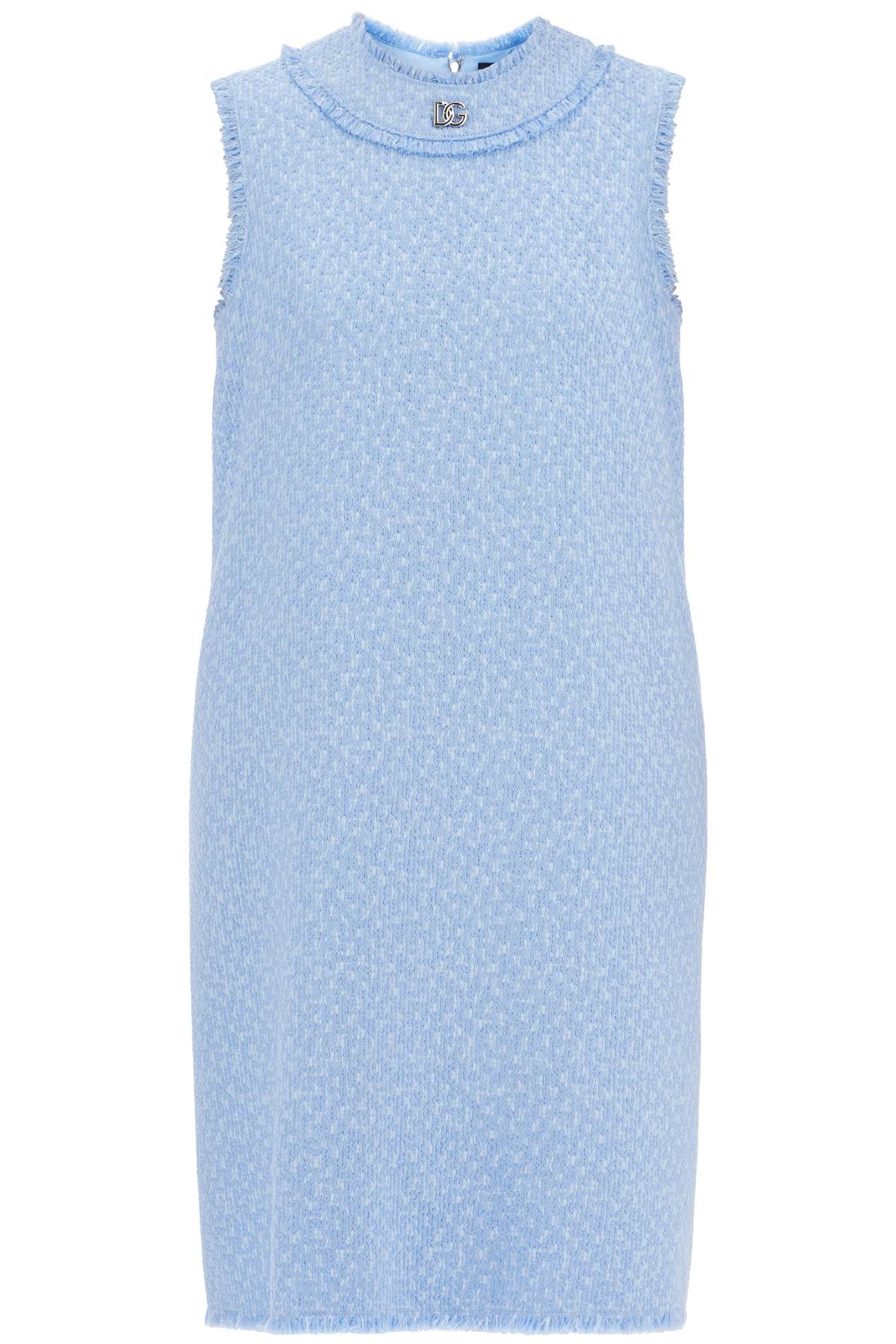 Shop Dolce & Gabbana 's Tweed Mini Dress In Light Blue