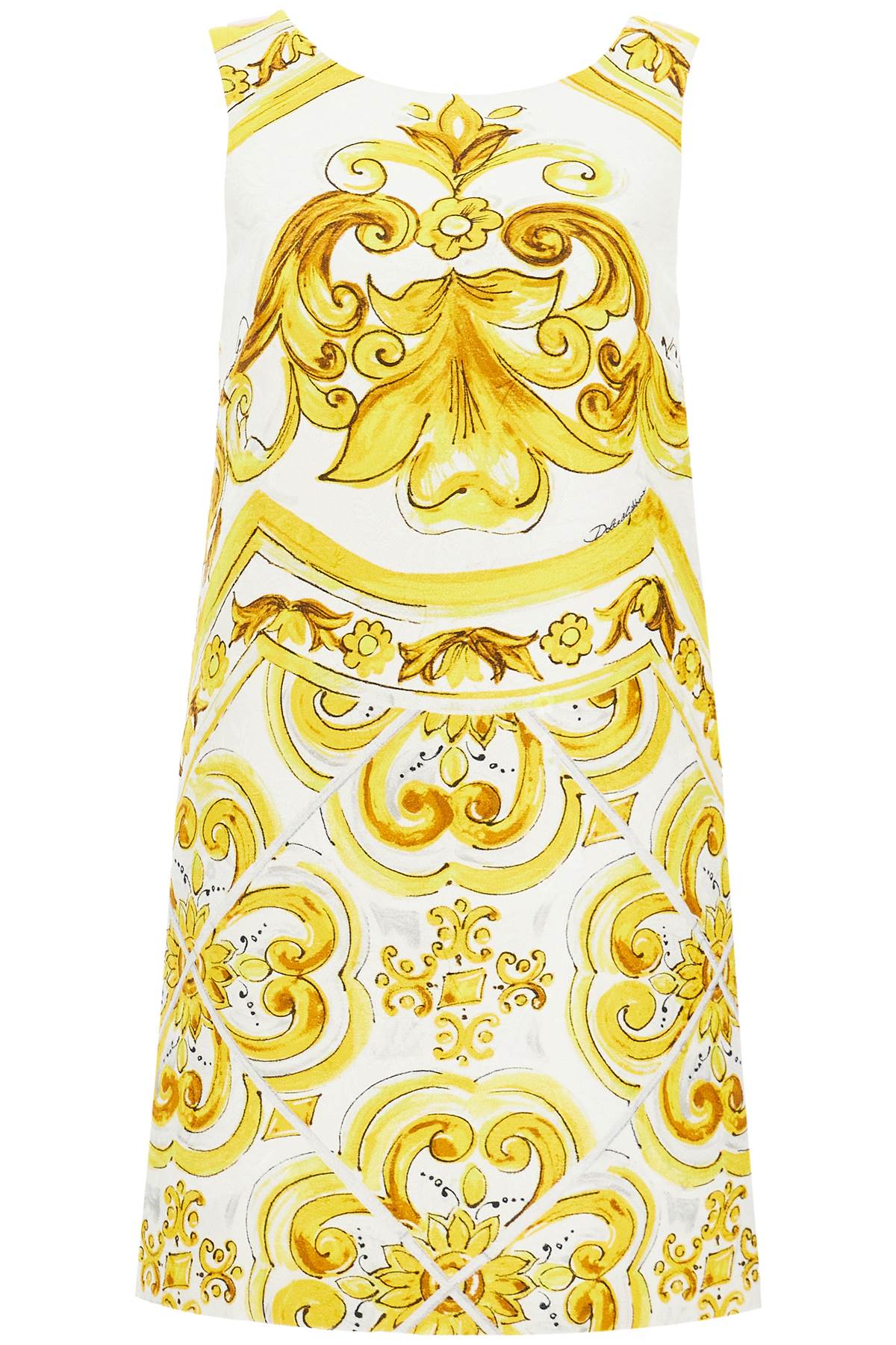 Shop Dolce & Gabbana 'mini Brocade Dress With Mai In White