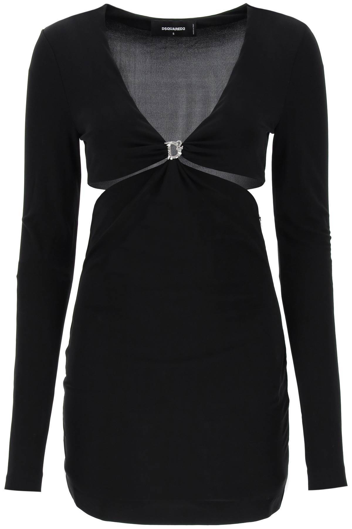 Dsquared2 Cut-out Mini Dress In Jersey In Black