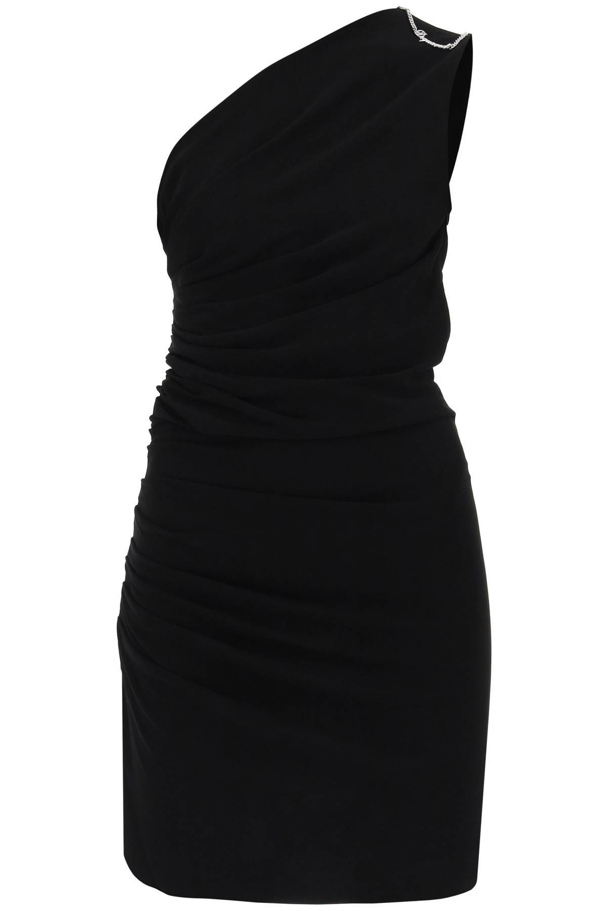 Shop Dsquared2 Draped One-shoulder Dress In Black