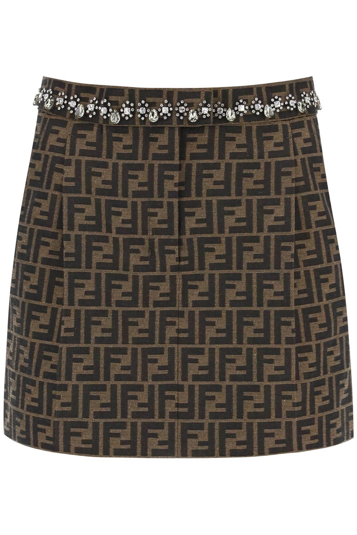 Shop Fendi Ff Canvas Mini Skirt In Brown