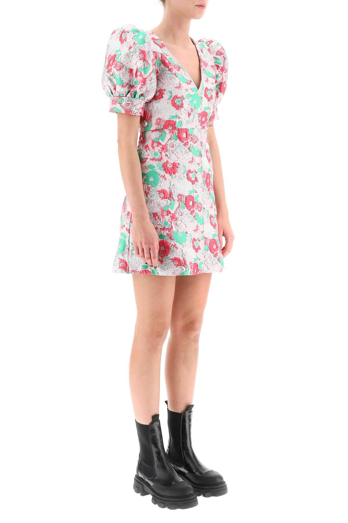 Shop Ganni 3d Effect Jacquard Mini Dress In Pink