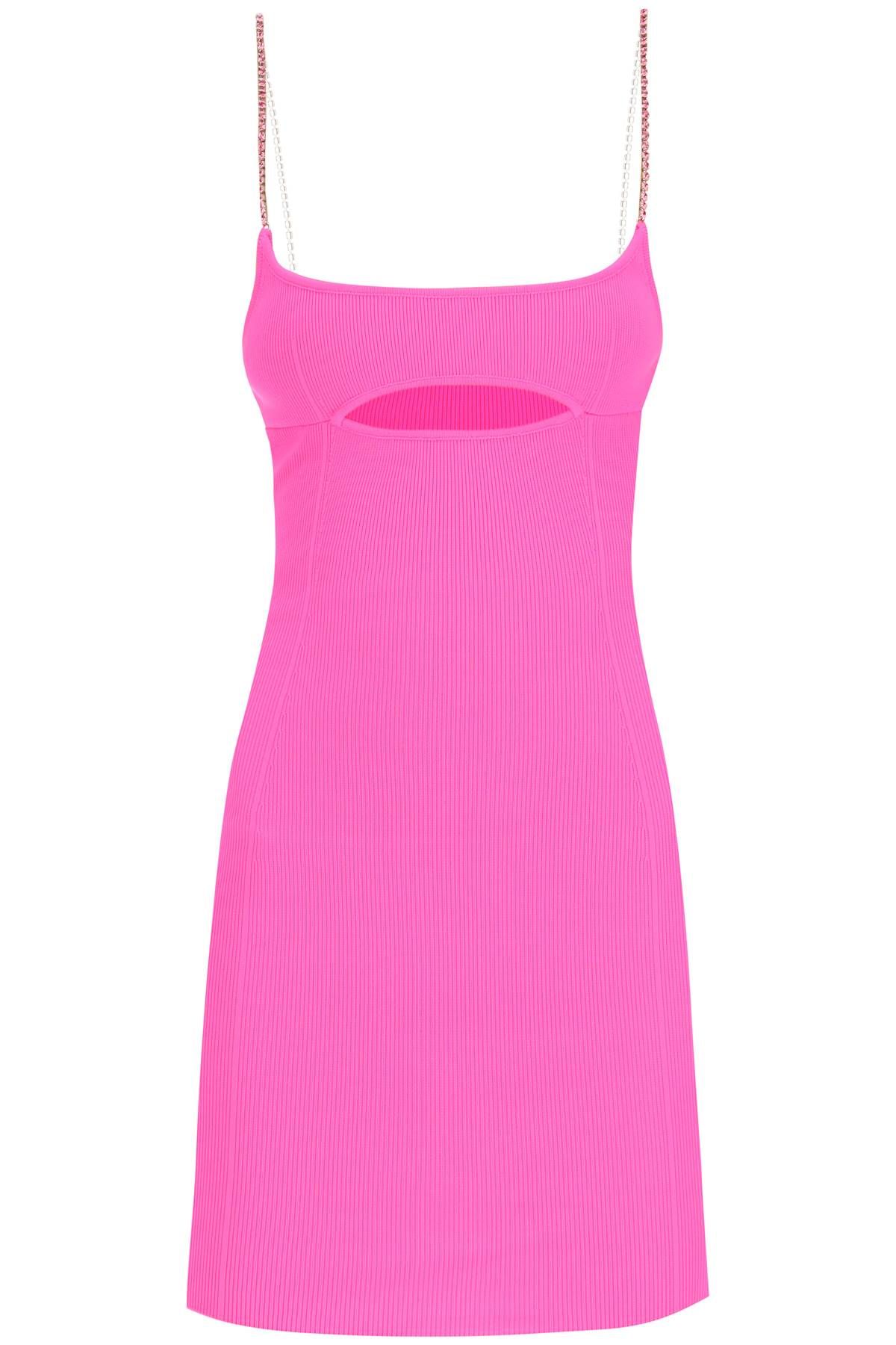 Shop Gcds Cut Out Mini Dress With Rhinestone Straps In Fuchsia,pink