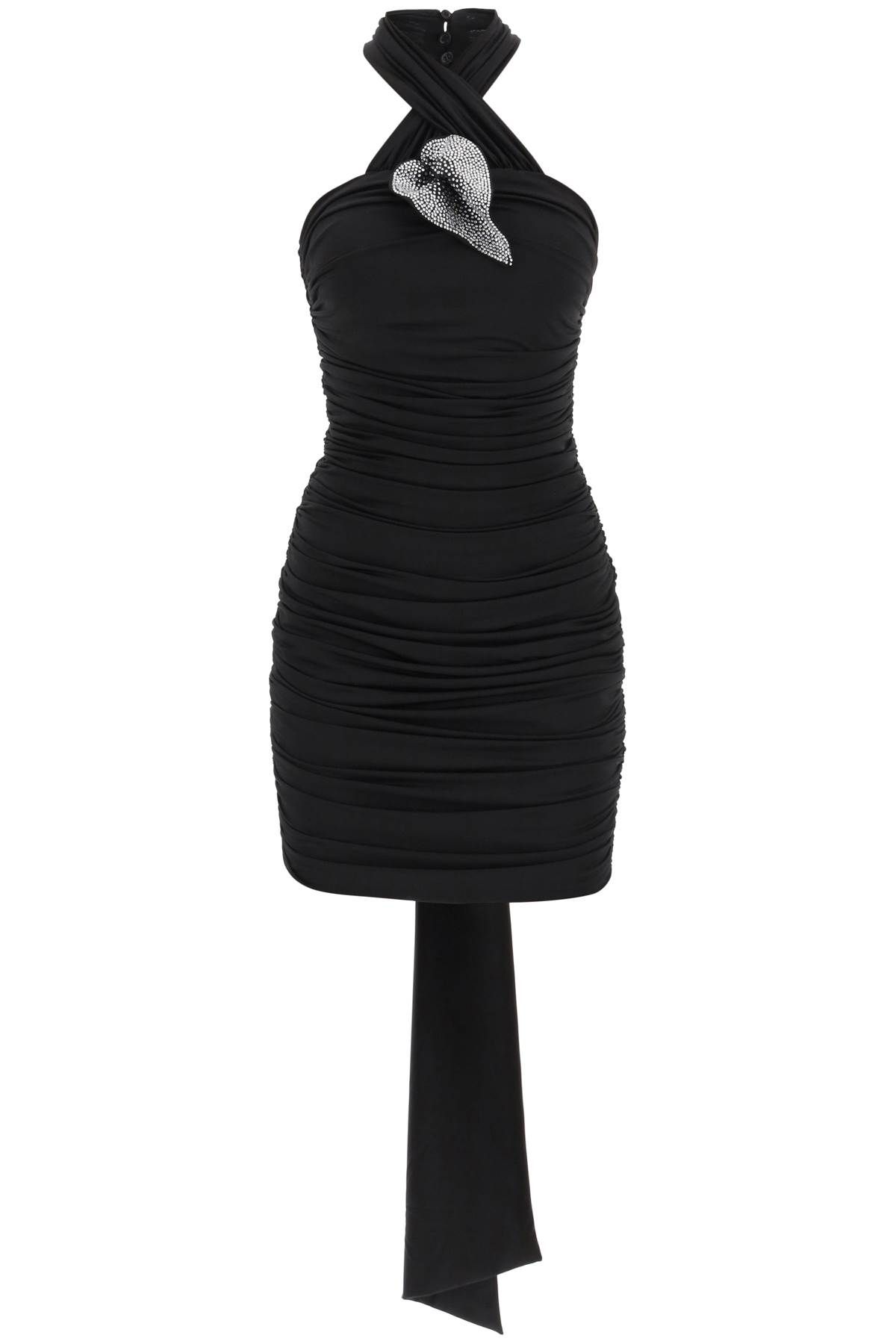 Shop Giuseppe Di Morabito Mini Dress With Diamanté Applique In Black