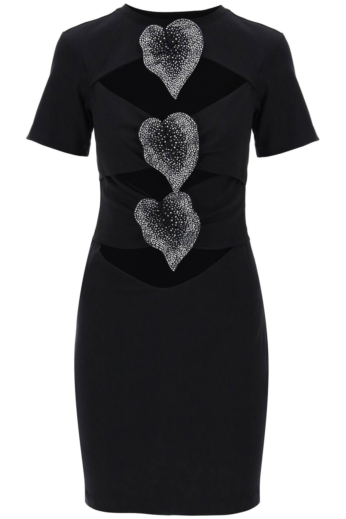 Shop Giuseppe Di Morabito Mini Cut-out Dress With Applied Anthur In Black
