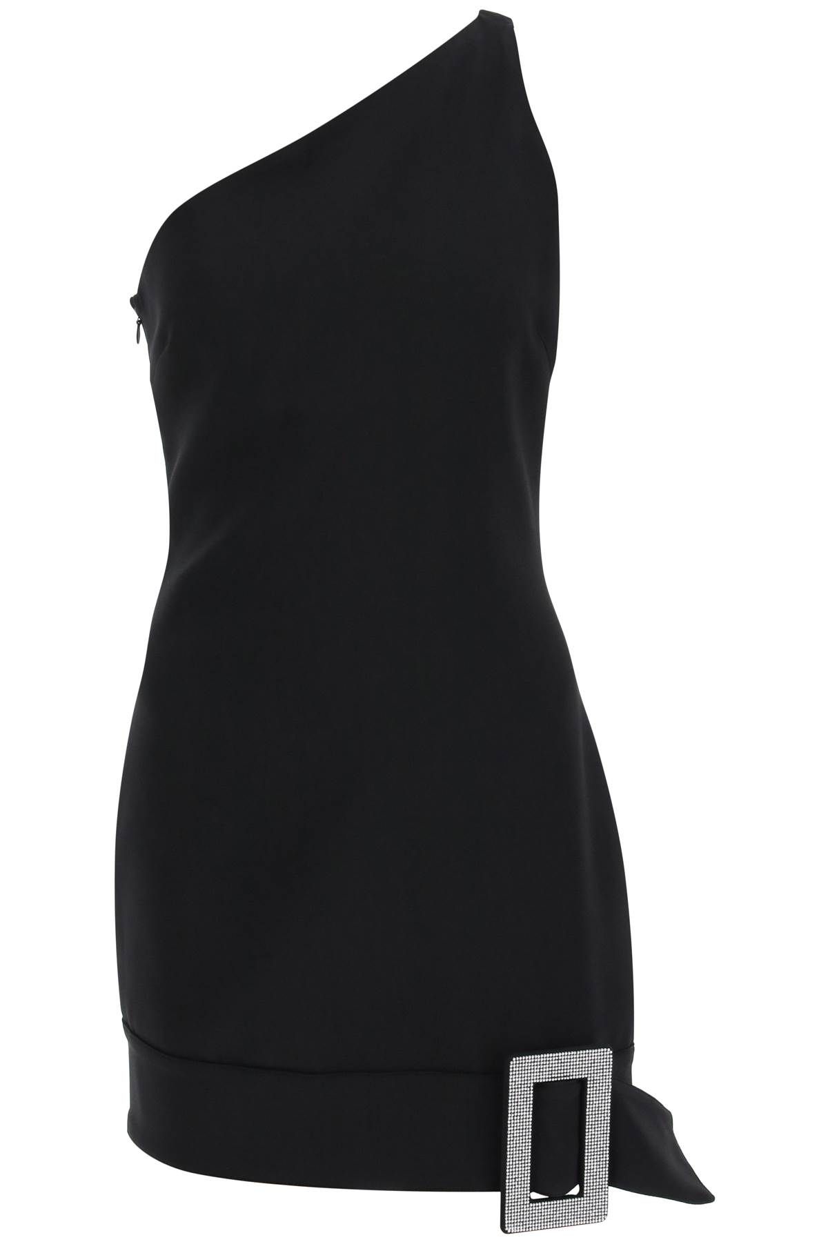 Shop Giuseppe Di Morabito One-shoulder Mini Dress With Rhin In Black