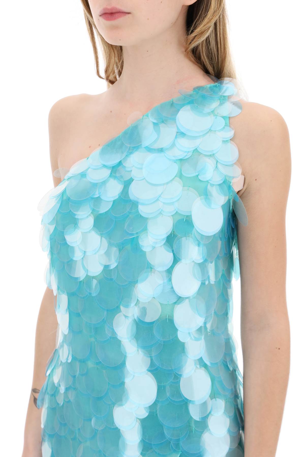 Shop Giuseppe Di Morabito One-shoulder Mini Dress With In Light Blue