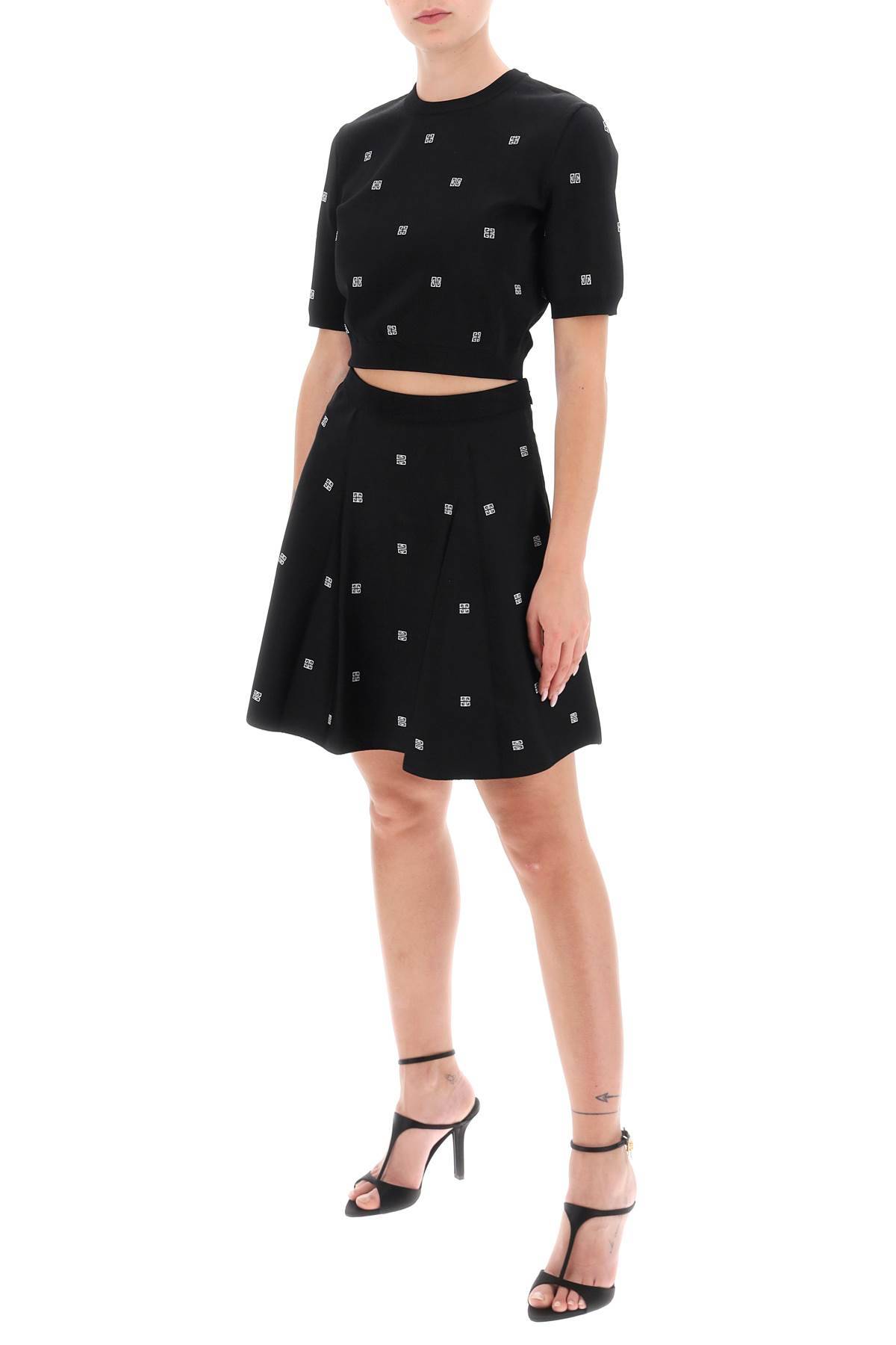 Shop Givenchy Knitted Mini Skirt With 4g Motif In Black