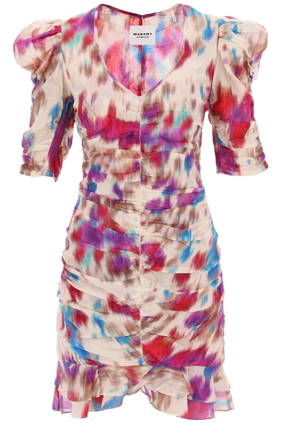 Shop Marant Etoile Sireny Cotton Mini Dress In Multicolor,neutro