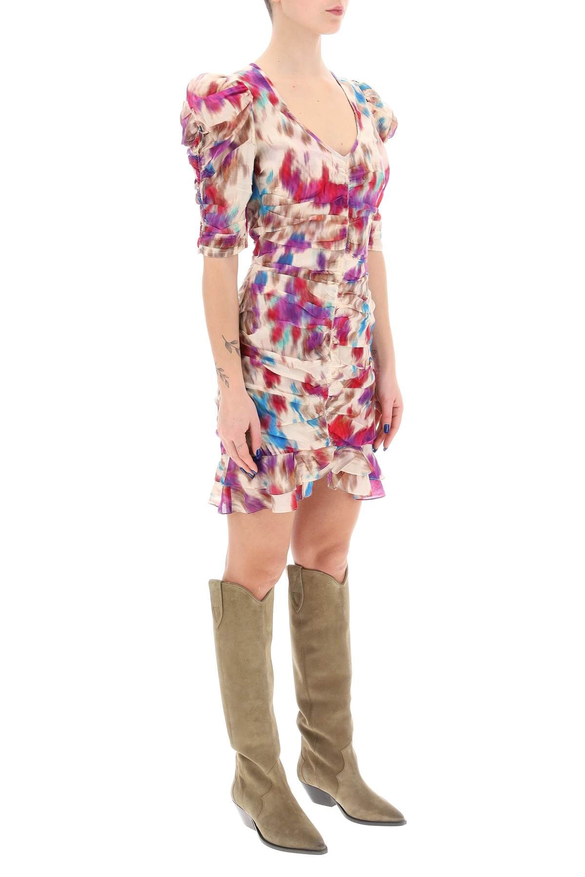 Shop Marant Etoile Sireny Cotton Mini Dress In Multicolor,neutro