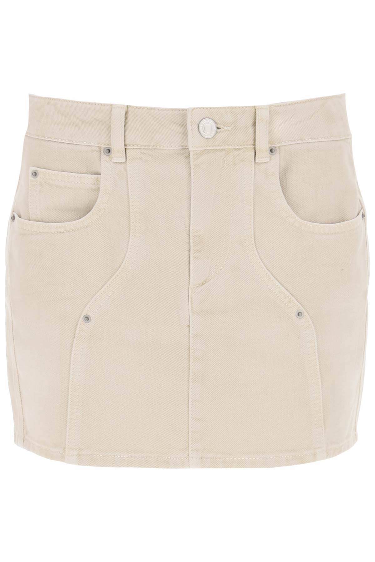 Shop Marant Etoile Vesna Denim Mini Skirt In Beige,neutro