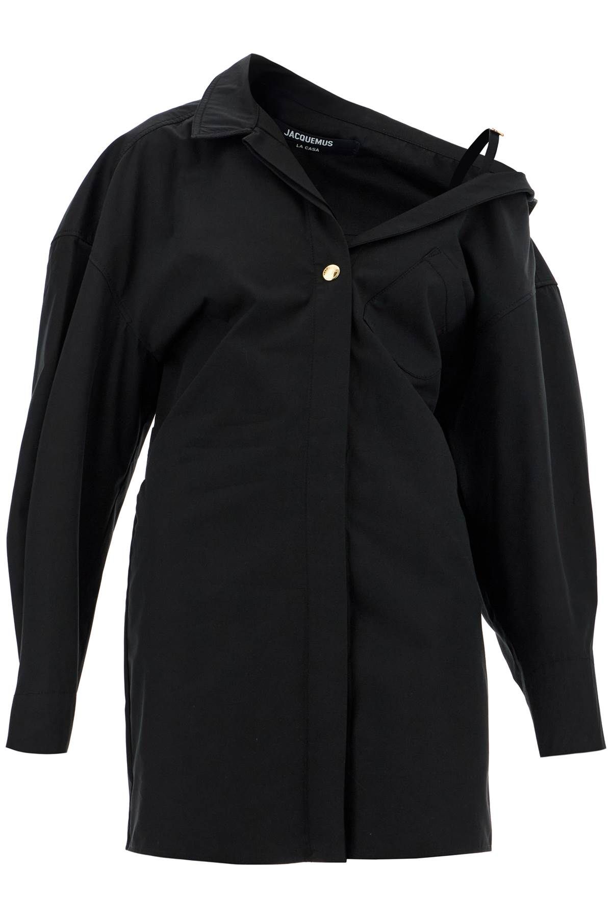 Shop Jacquemus 'la Mini Robe Chemise' Shirt Dress In Black