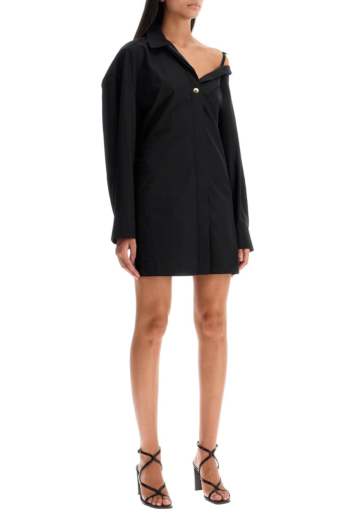 Shop Jacquemus 'la Mini Robe Chemise' Shirt Dress In Black