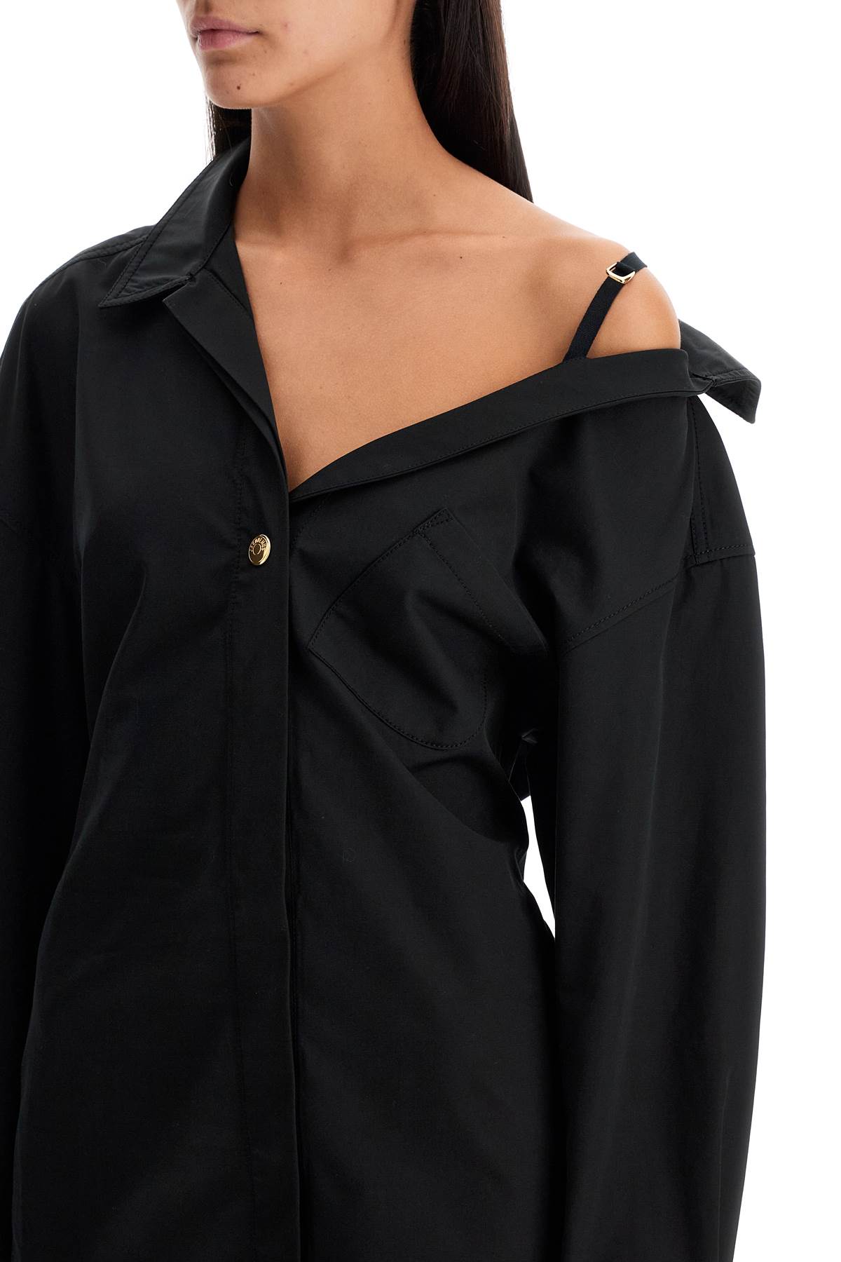 Shop Jacquemus 'la Mini Robe Chemise' Shirt Dress In Black