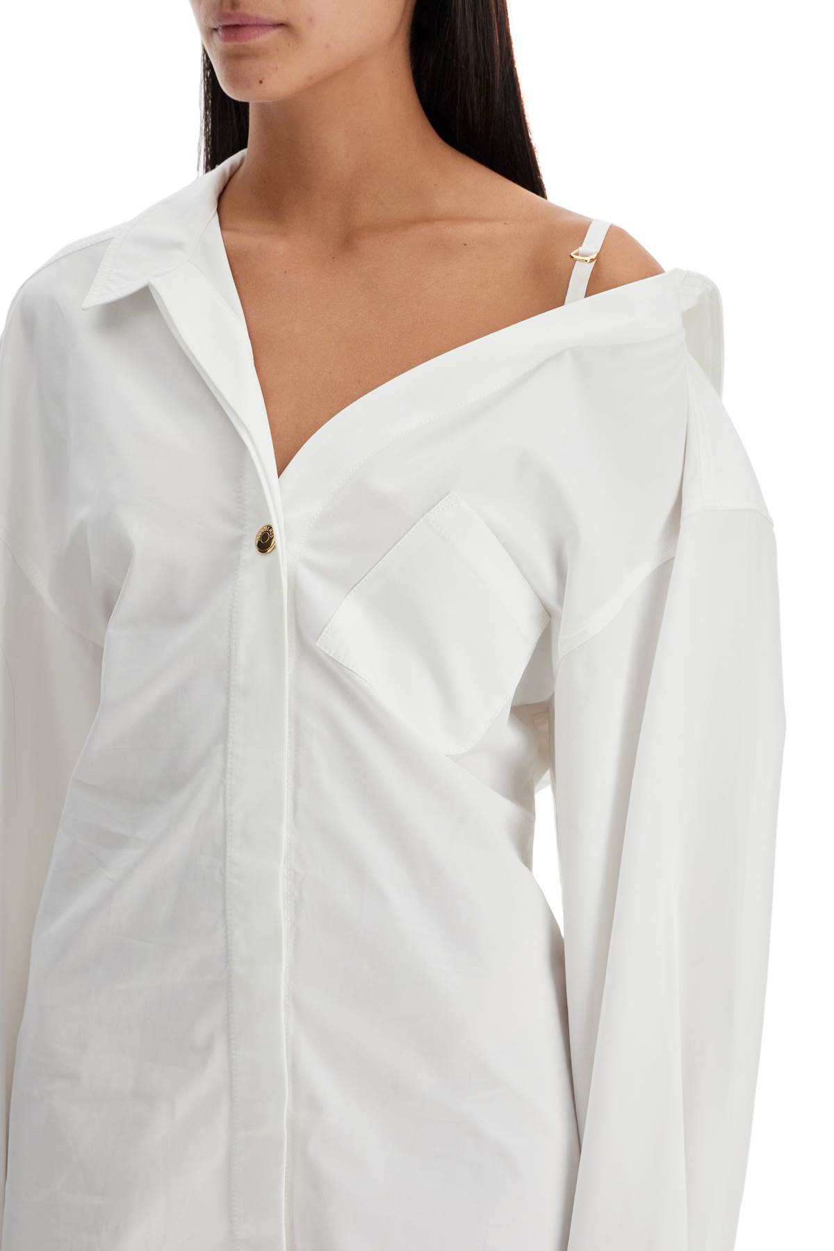 Shop Jacquemus The Mini Shirt Dress 'la Mini Robe In White