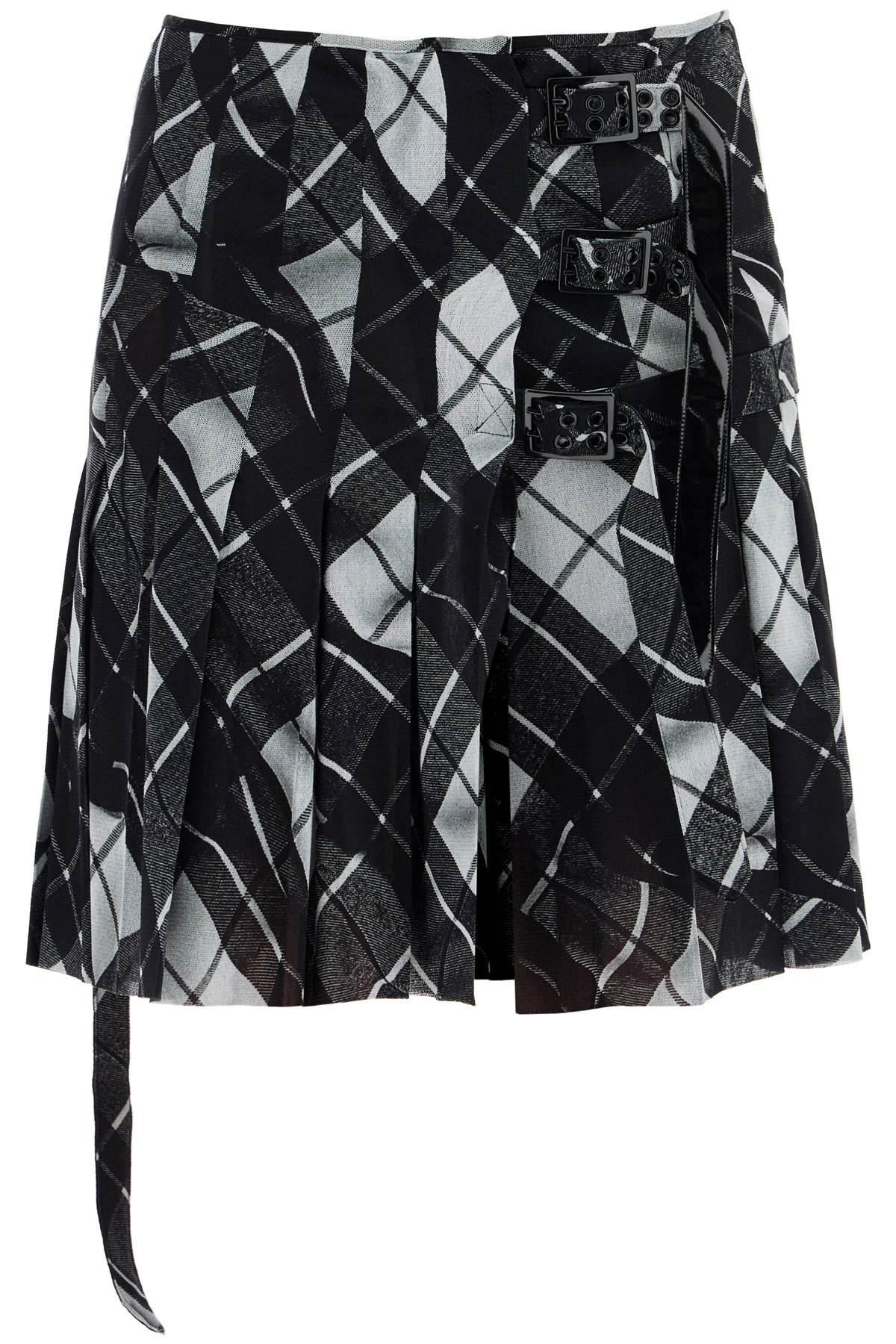 Shop Jean Paul Gaultier Pleated Tartan Tulle In Black