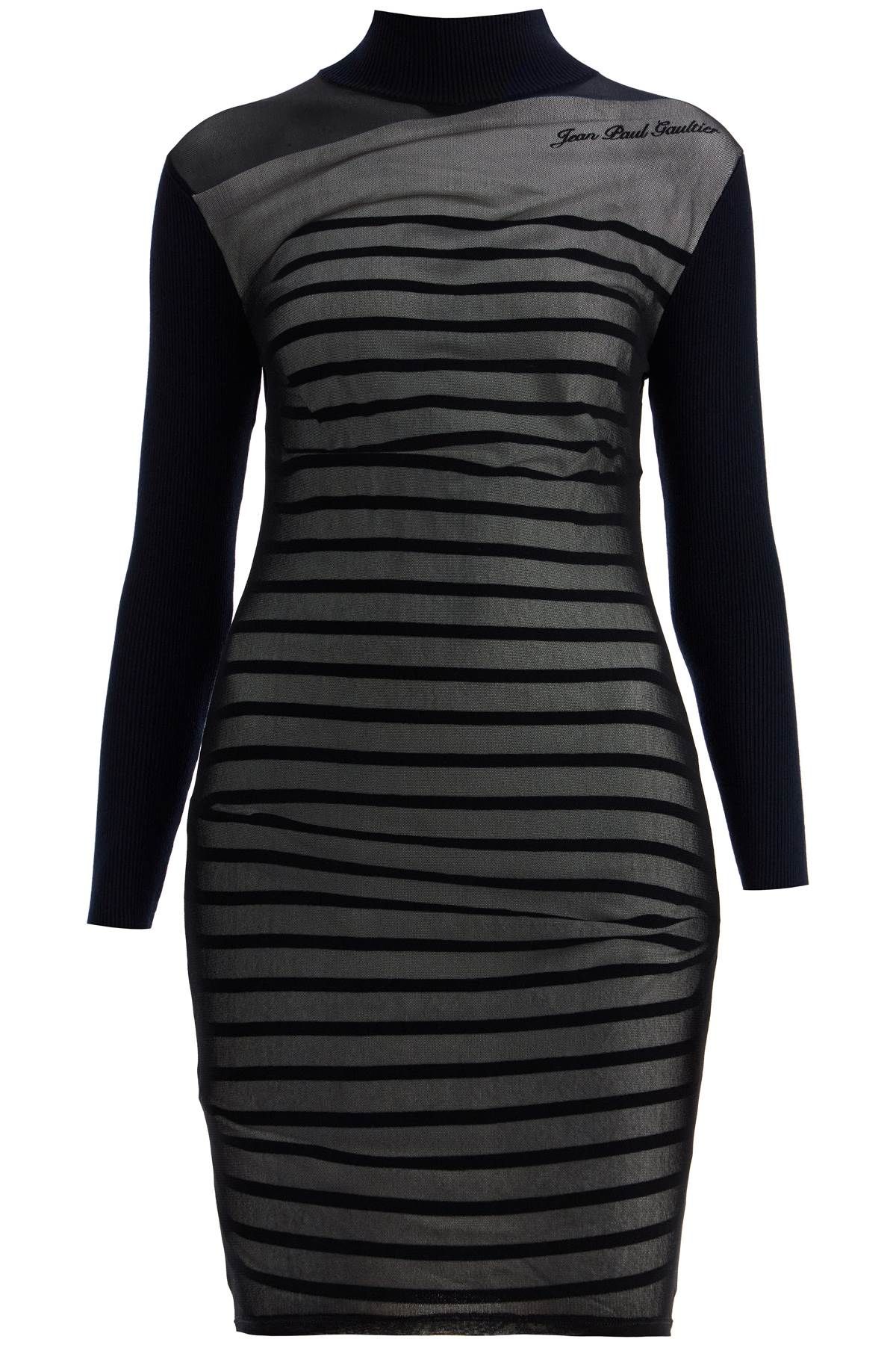 Shop Jean Paul Gaultier 'striped Mini Dress In Two In Black