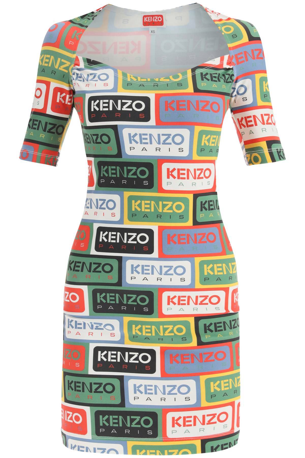 Shop Kenzo ' Labels' Mini Dress In Multicolor