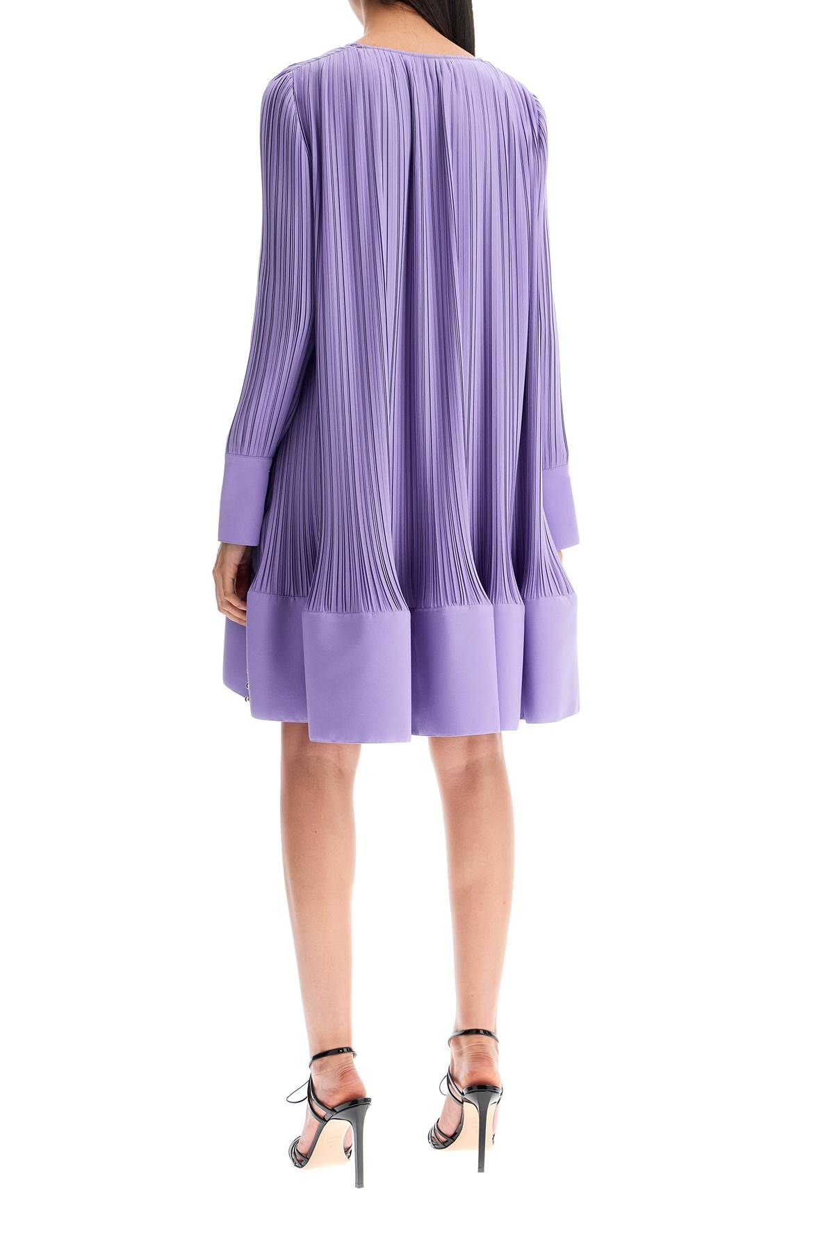 Shop Lanvin Short Pleated Dress With Ruffles In Purple