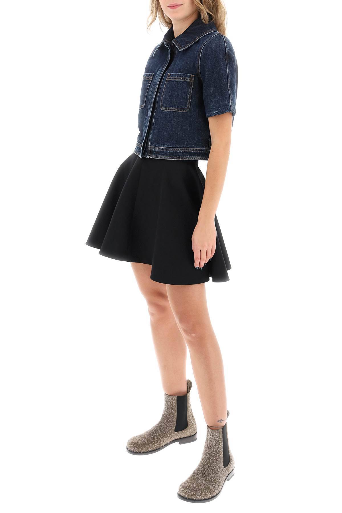 Shop Loewe Circular Mini Skirt In Silk And Wool In Black
