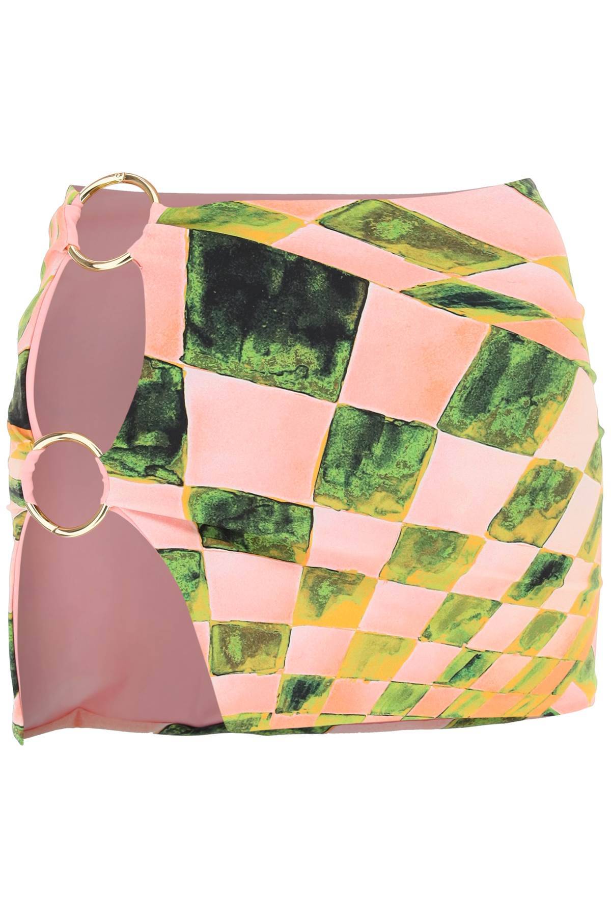 Shop Louisa Ballou Double Ring Mini Skirt In Pink,green