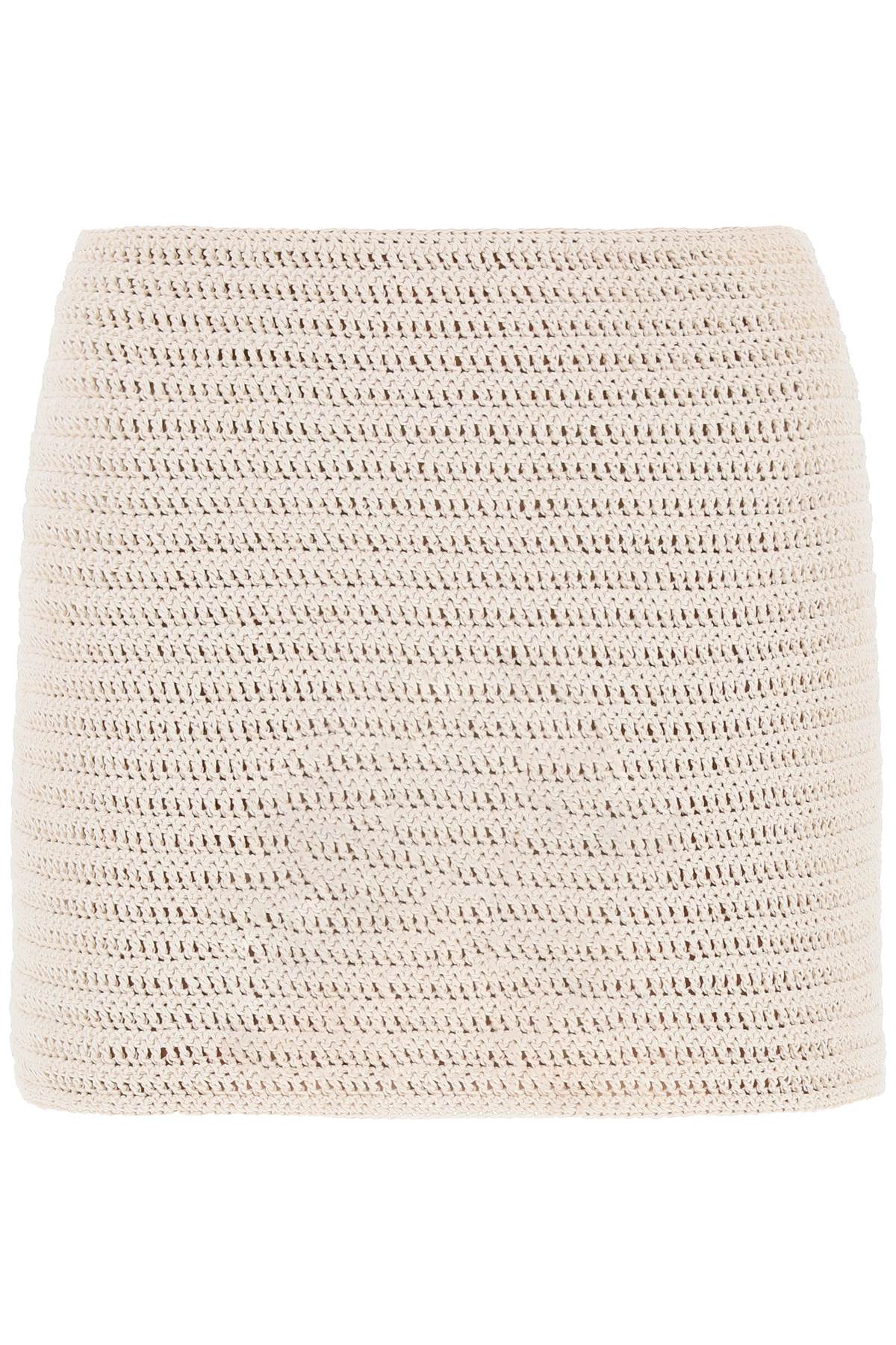 Shop Magda Butrym Crochet Mini Skirt In White,neutro