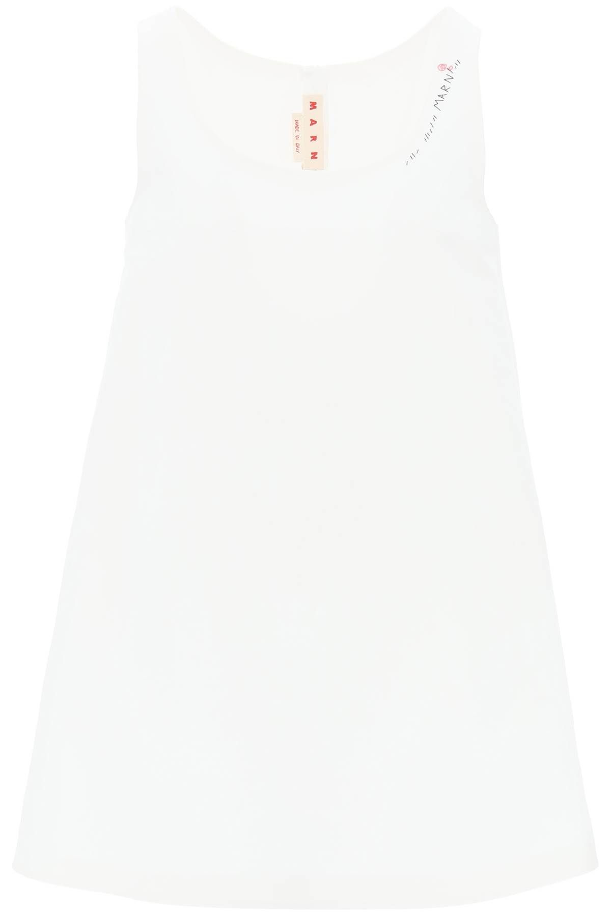 Shop Marni Flared Dress With Hand-embroidered In White