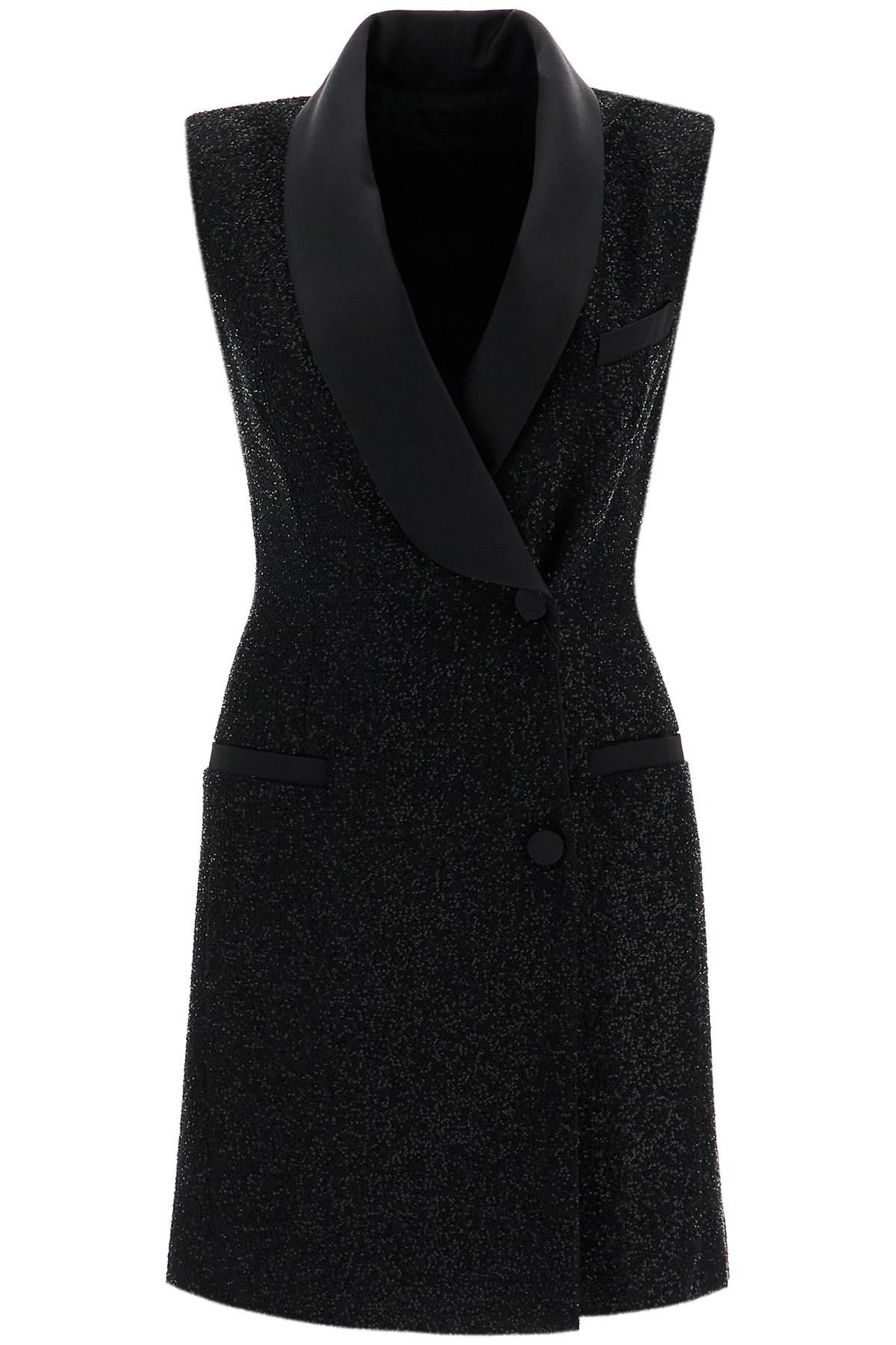 Shop Max Mara Tower Dress In Satin And Sequins With In Black