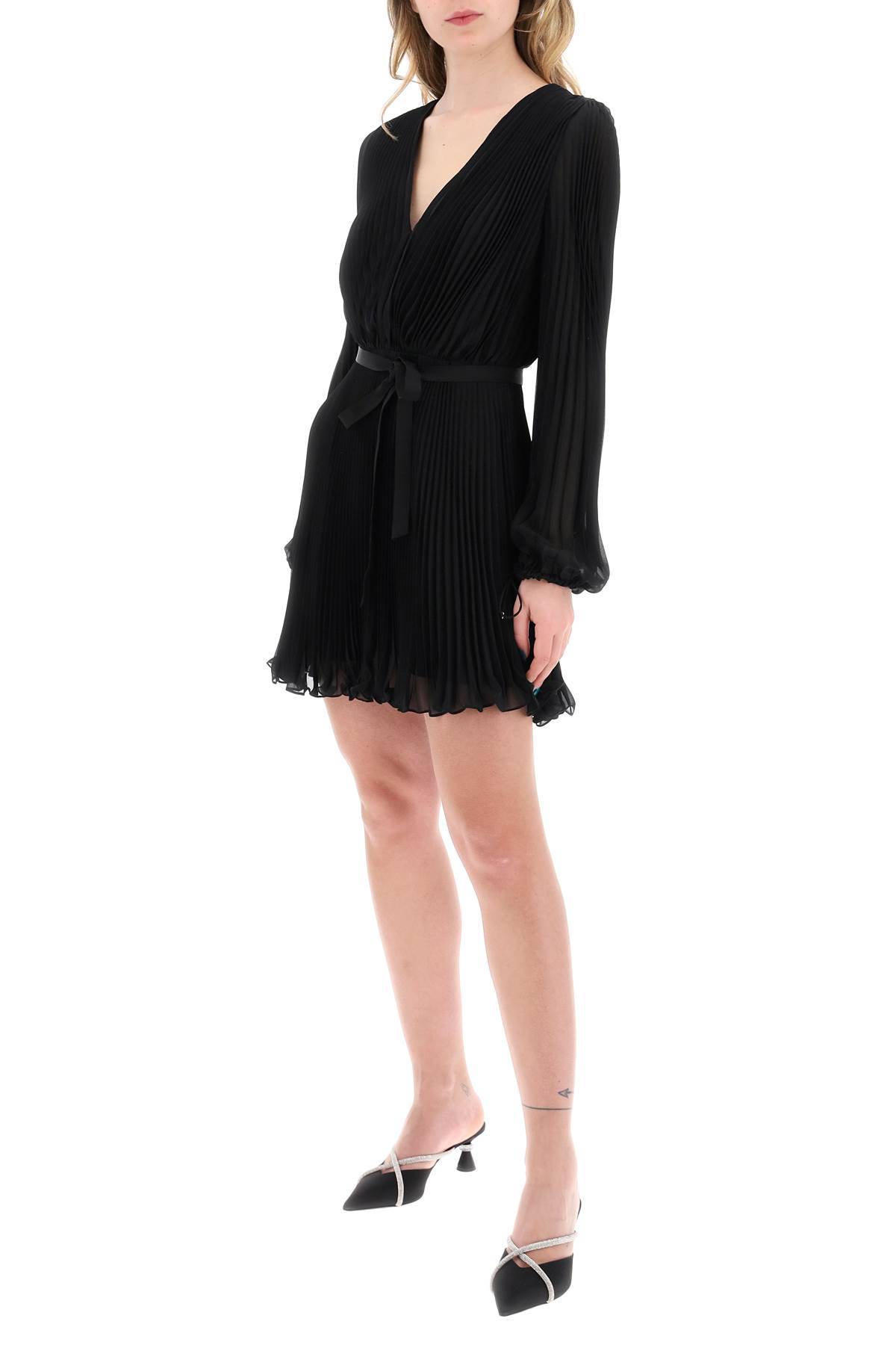 Shop Max Mara "mini Pleated Chiffon Visit Dress In Black