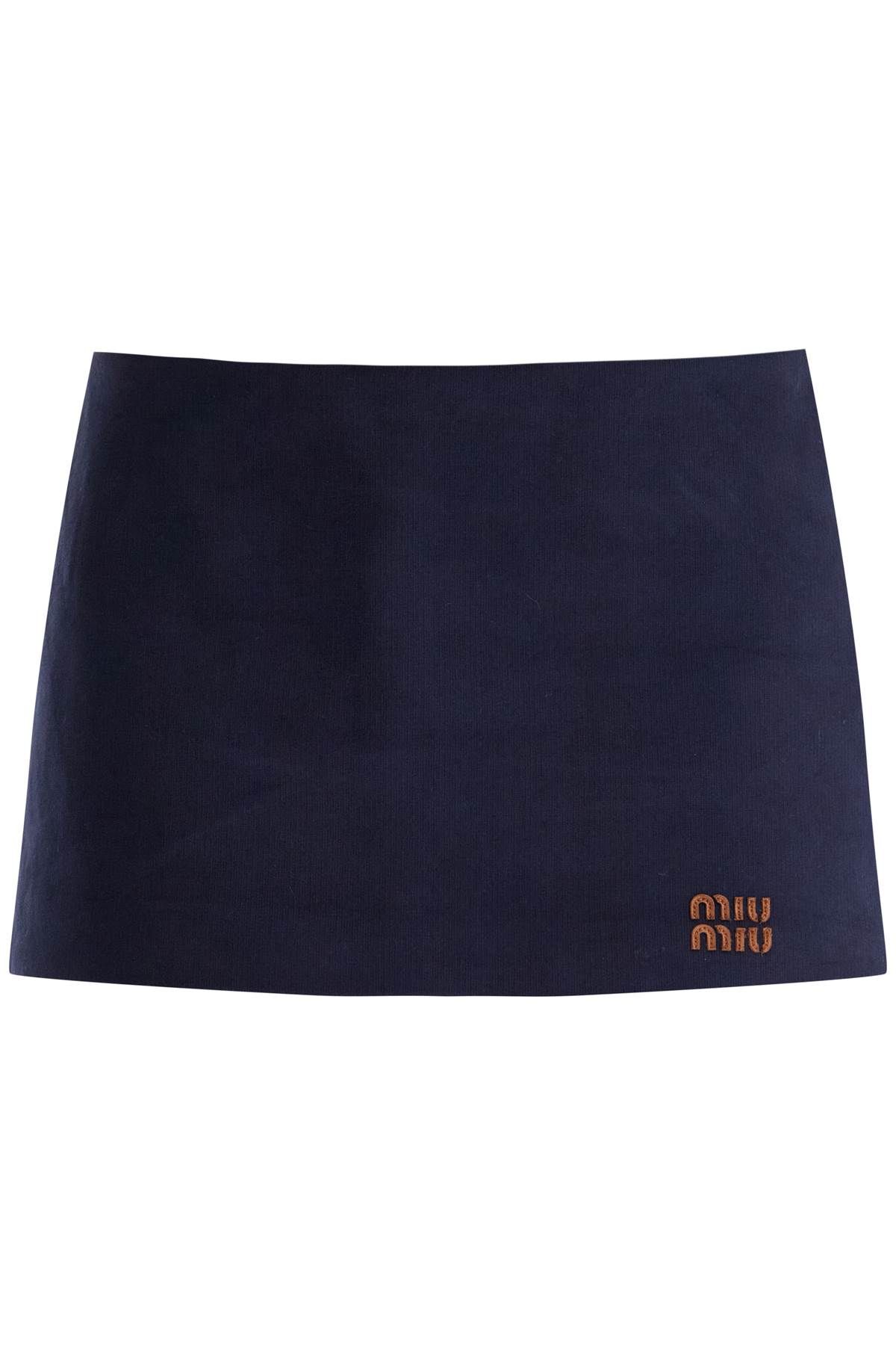 Shop Miu Miu Mini Skirt In Sweatshirt Fabric In Blue