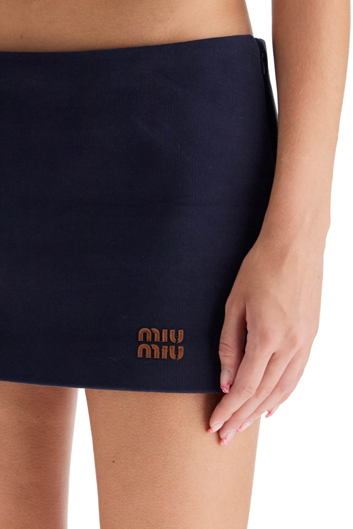 Shop Miu Miu Mini Skirt In Sweatshirt Fabric In Blue