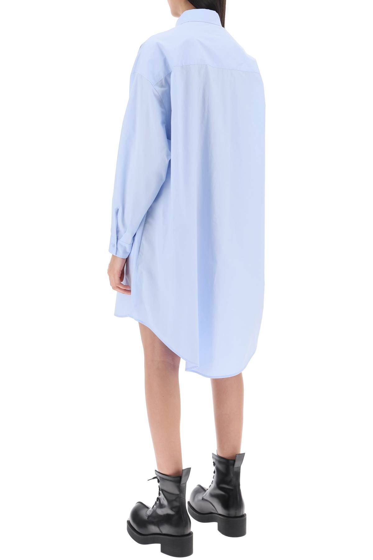 Shop Mm6 Maison Margiela Shirt Dress With Numeric Logo In Light Blue