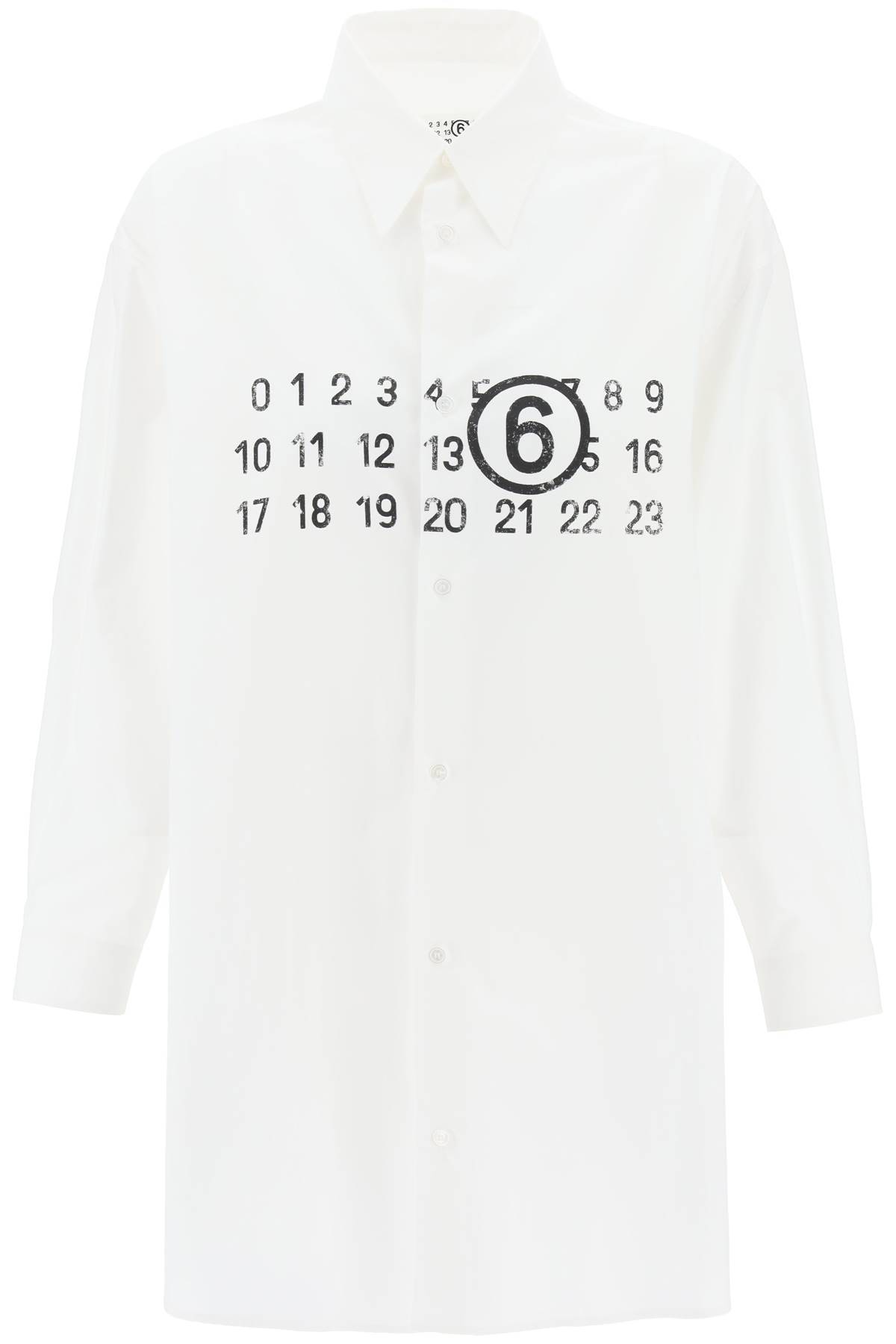 Shop Mm6 Maison Margiela Shirt Dress With Numeric Logo In White
