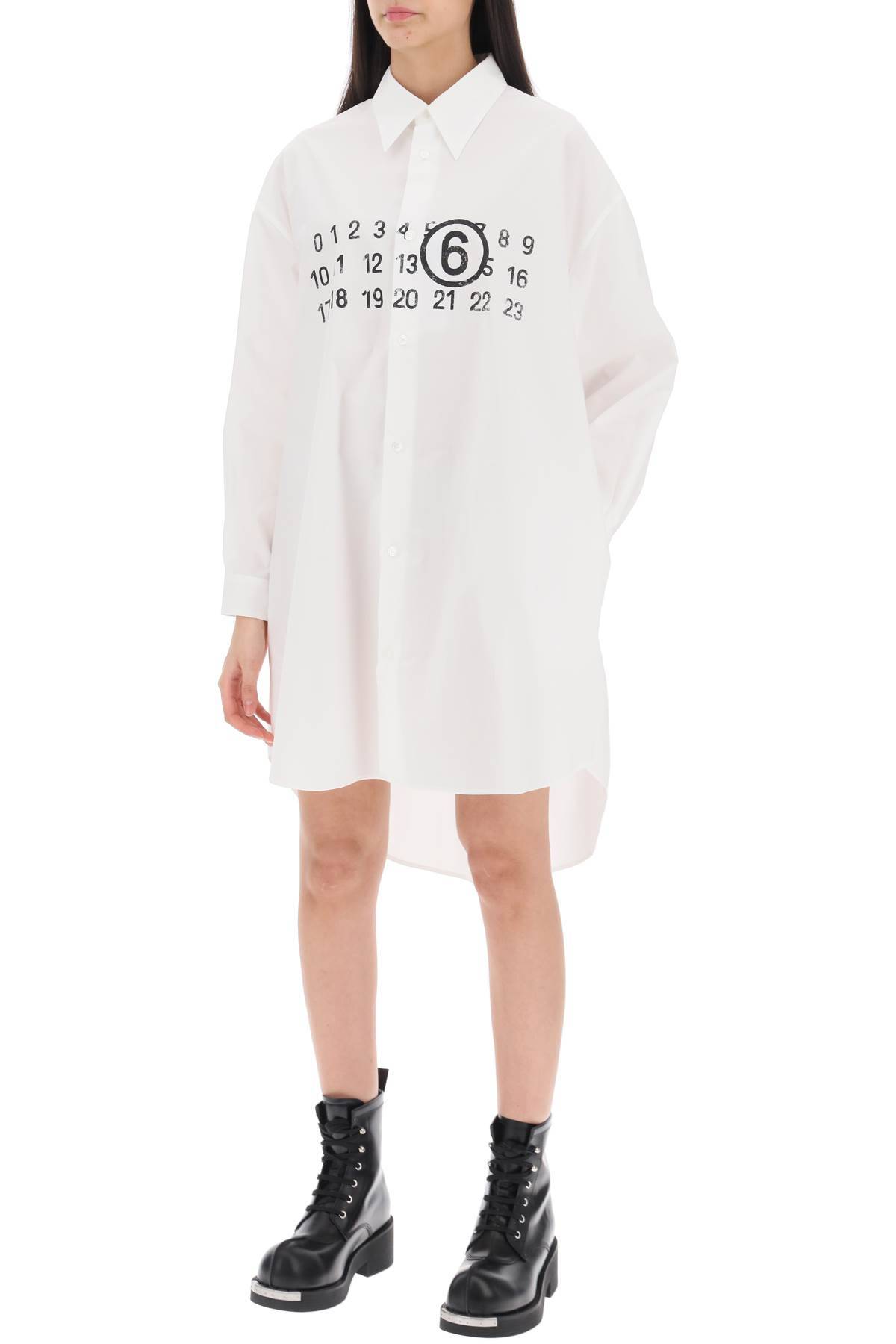 Shop Mm6 Maison Margiela Shirt Dress With Numeric Logo In White