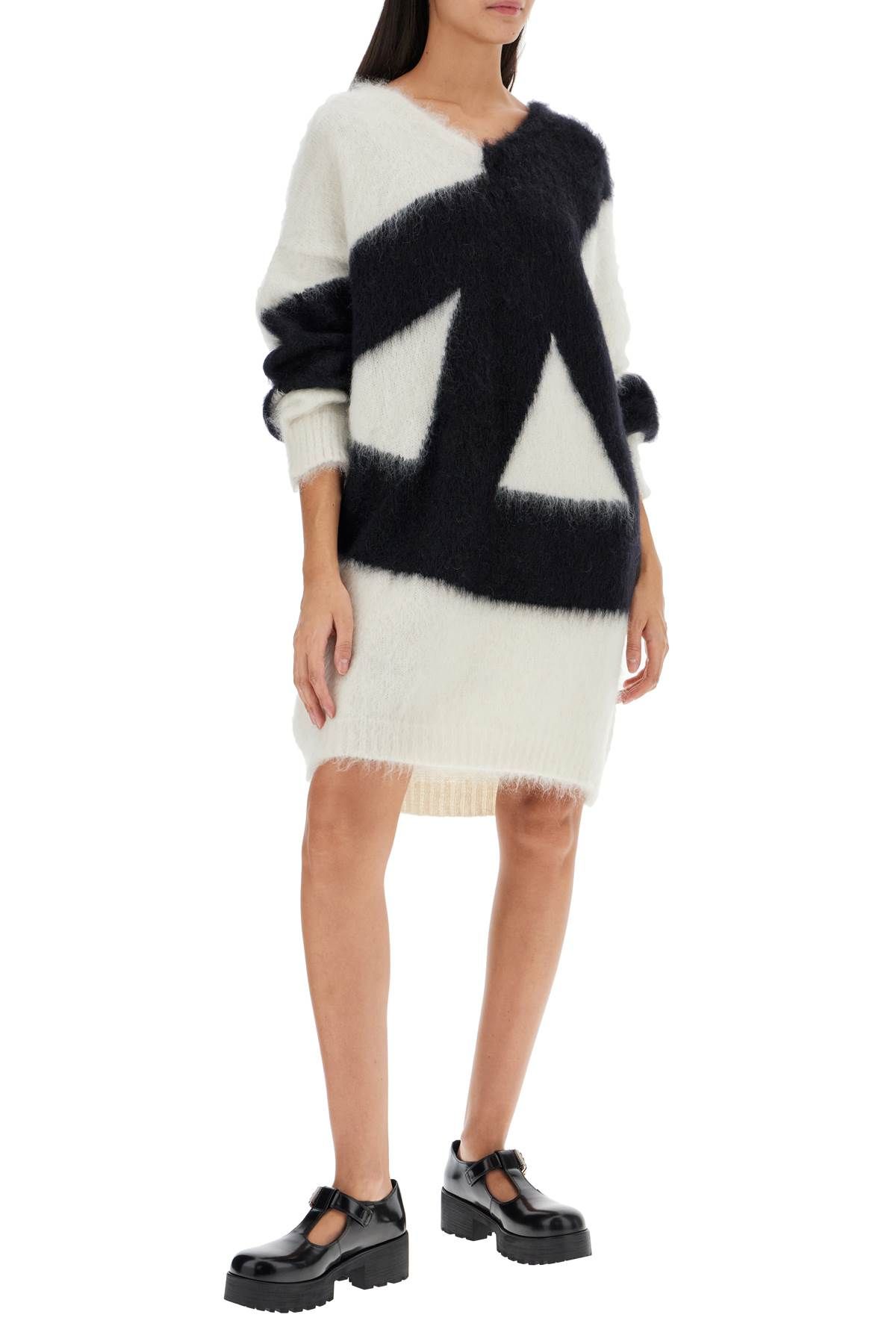 Shop Moschino Brushed Knit Dress In White