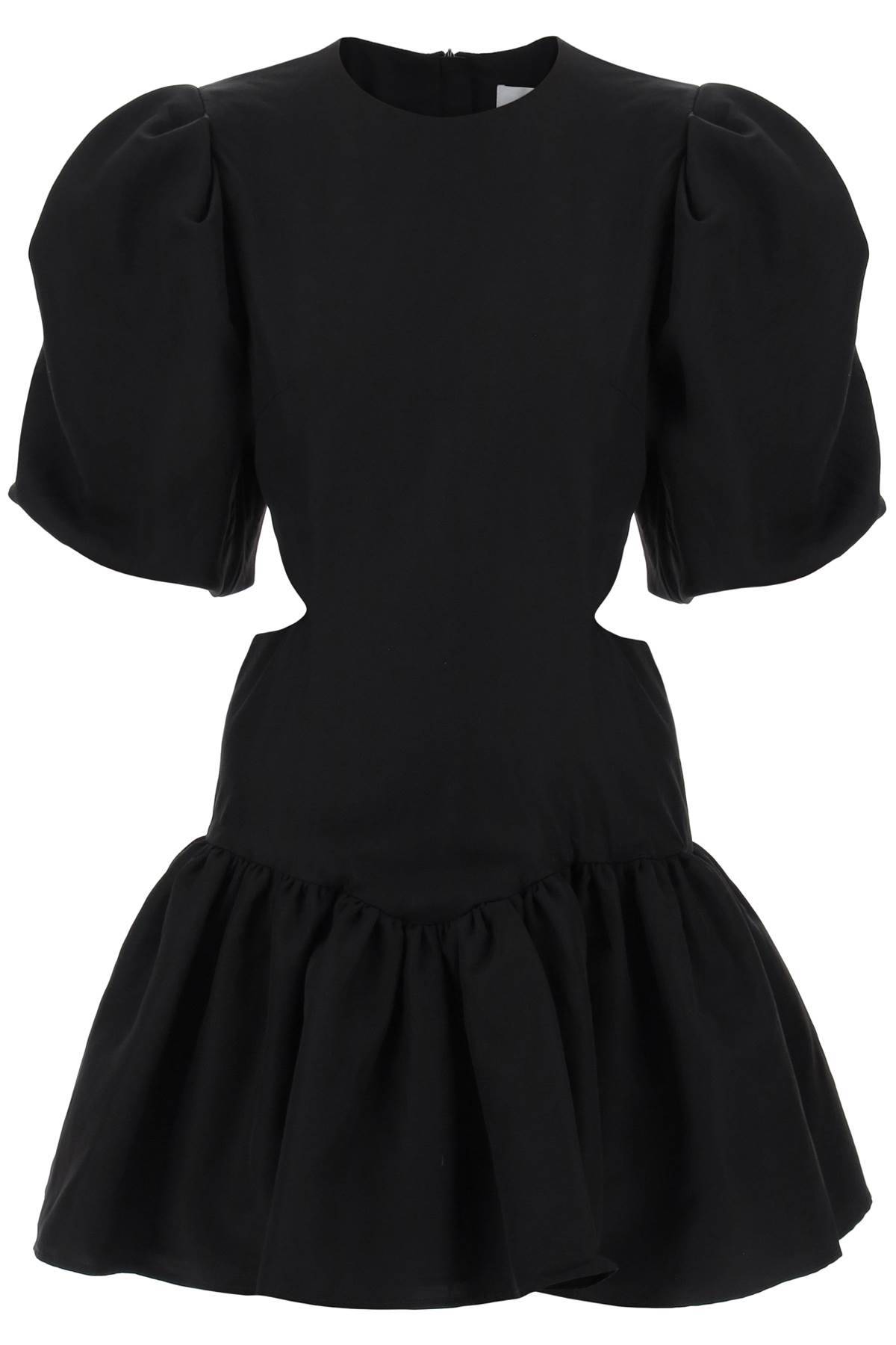 Msgm Mini Dress With Balloon Sleeves And Cut-outs In Black