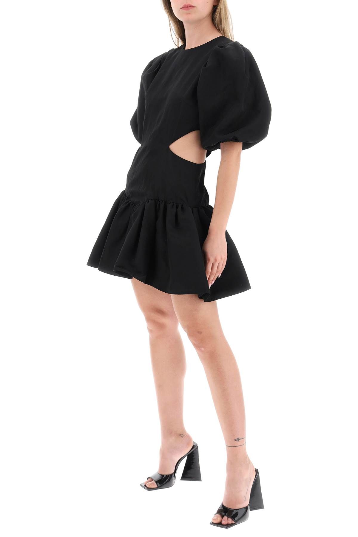 Shop Msgm Mini Dress With Balloon Sleeves And Cut-outs In Black